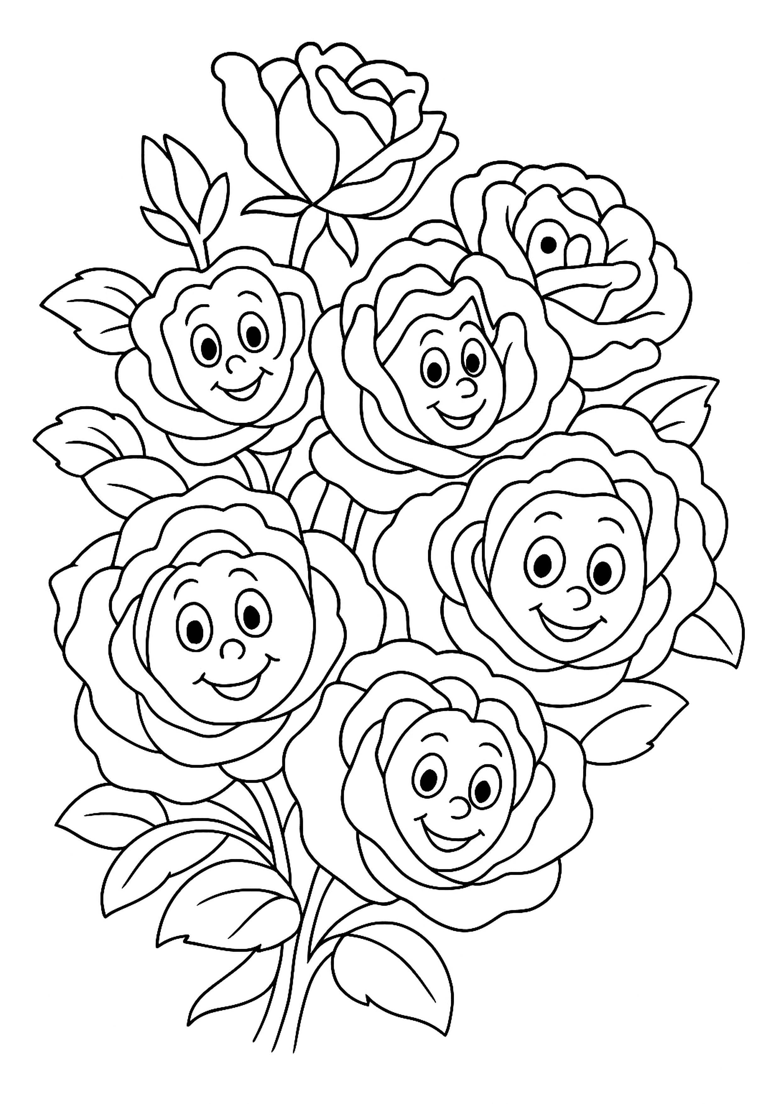 pink roses in close up photography - colouring page