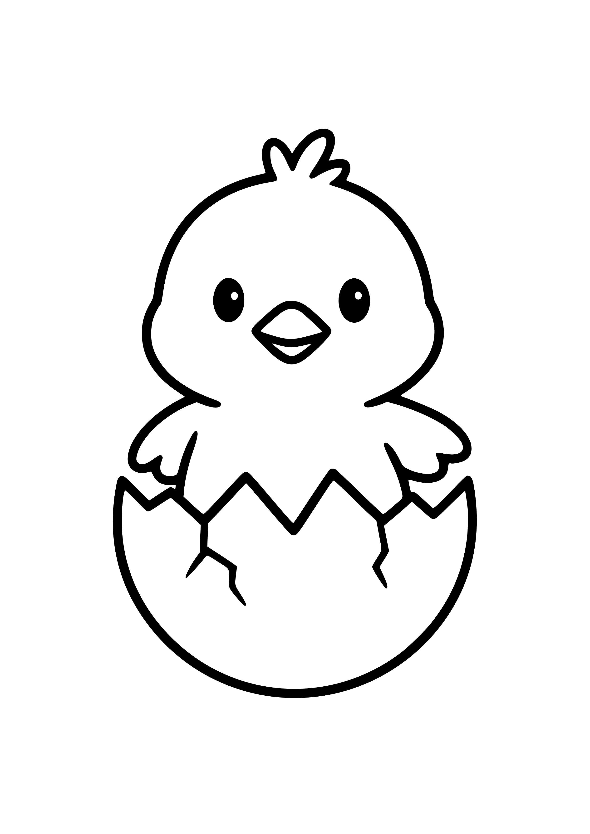 Adorable Baby Chick Hatching From an Egg Coloring Page