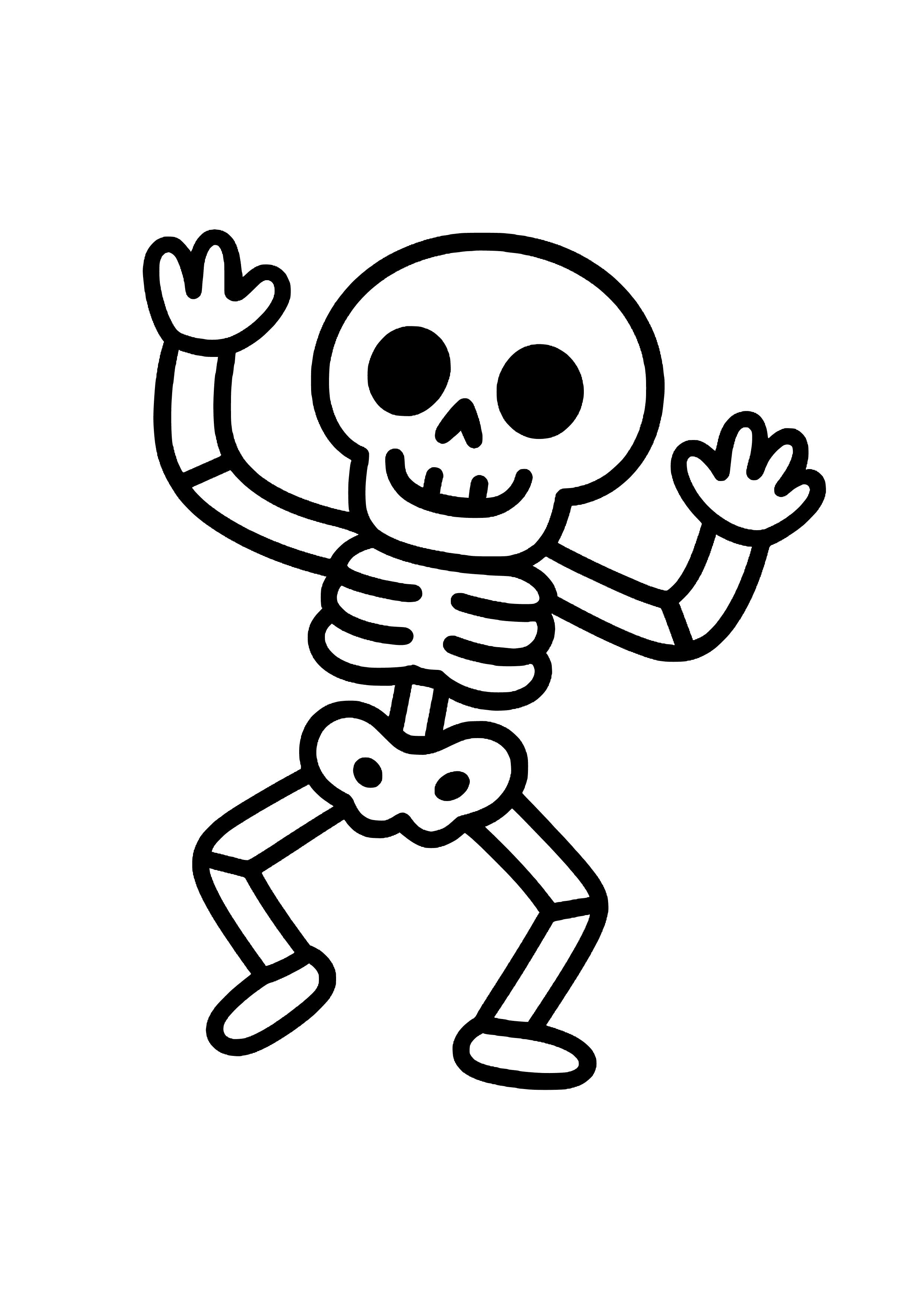 Adorable Skeleton Dancing Coloring Page