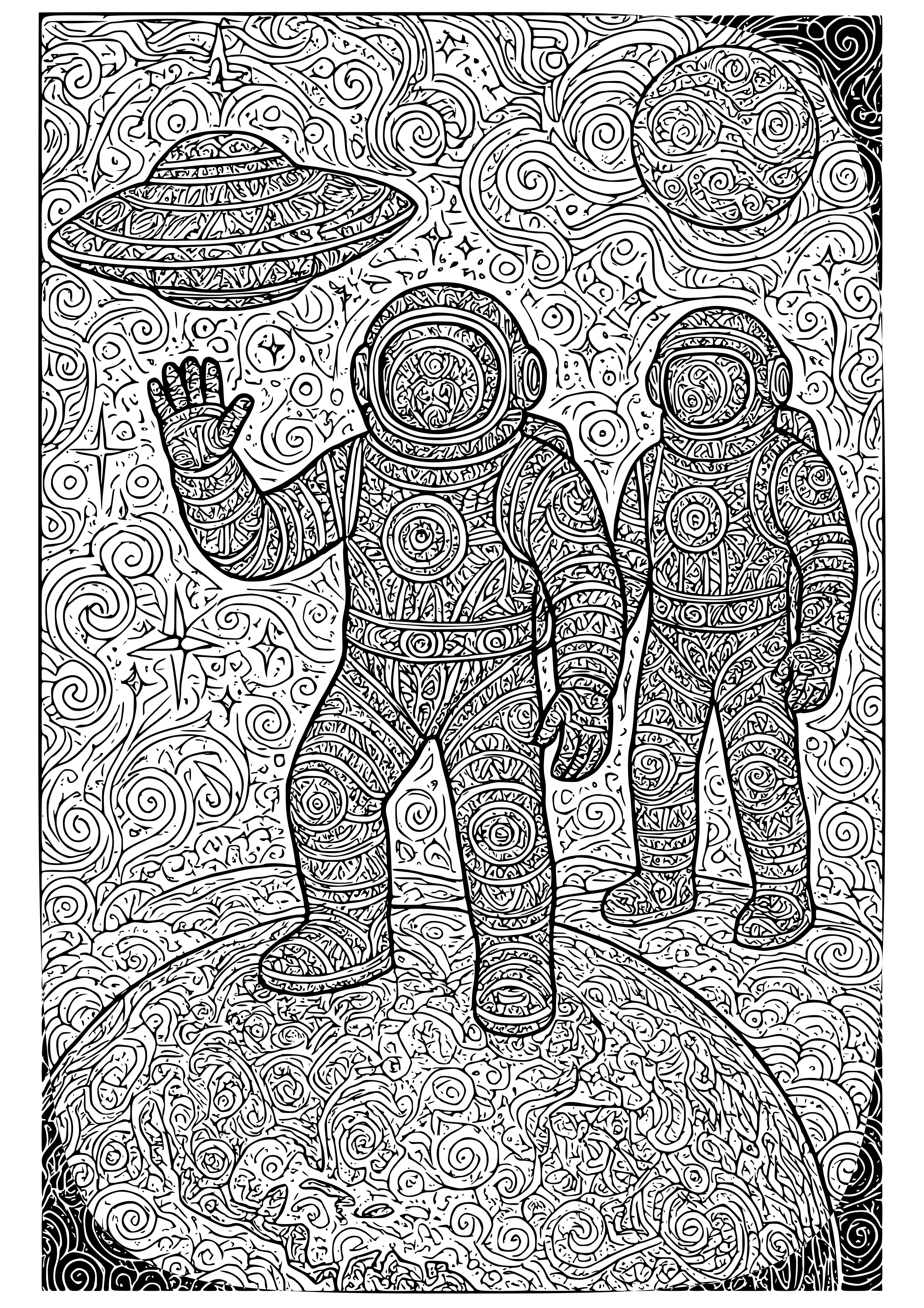 Ancient Astronauts Visiting Earth Coloring Page