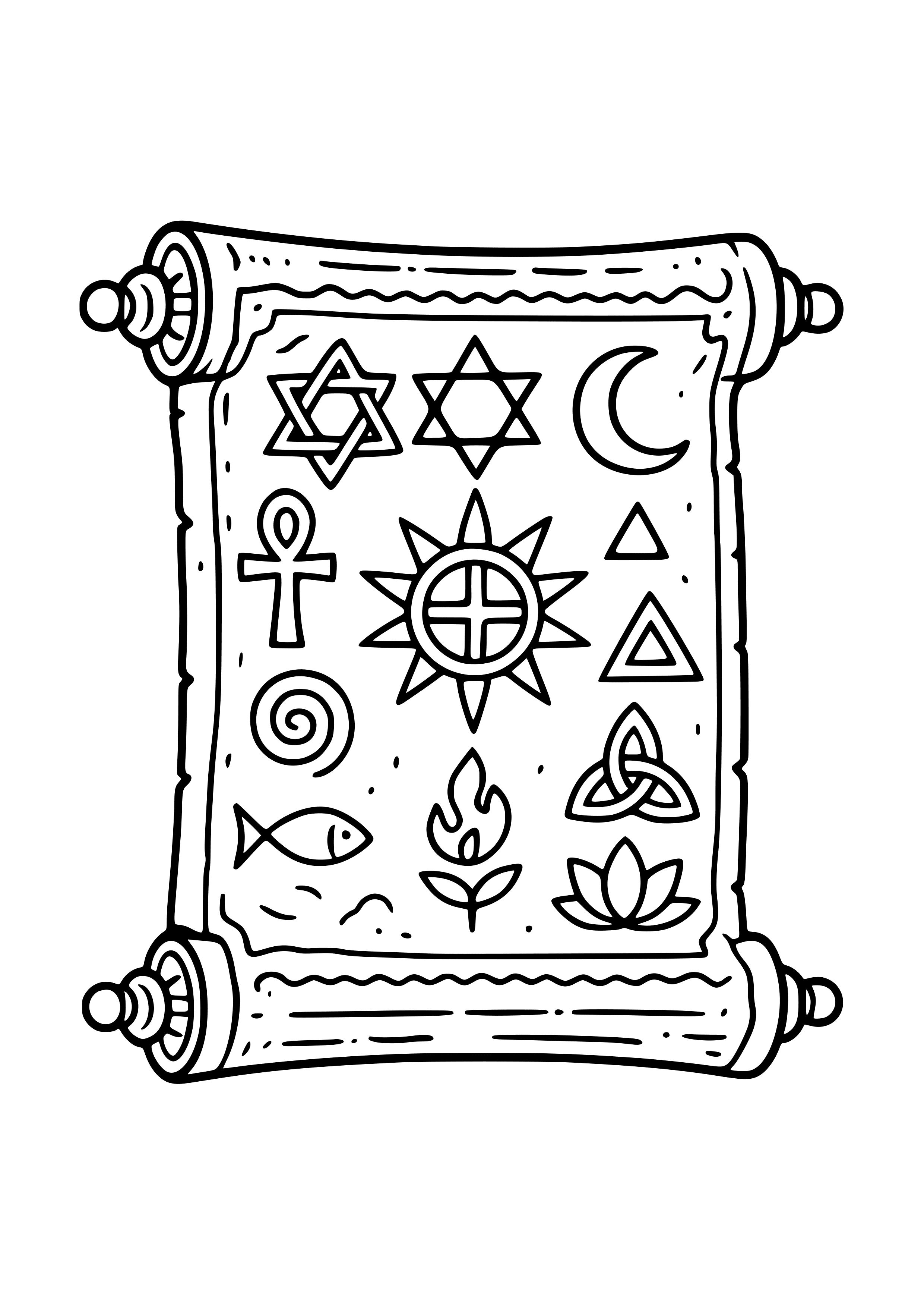 Ancient Scroll with Symbols Coloring Page
