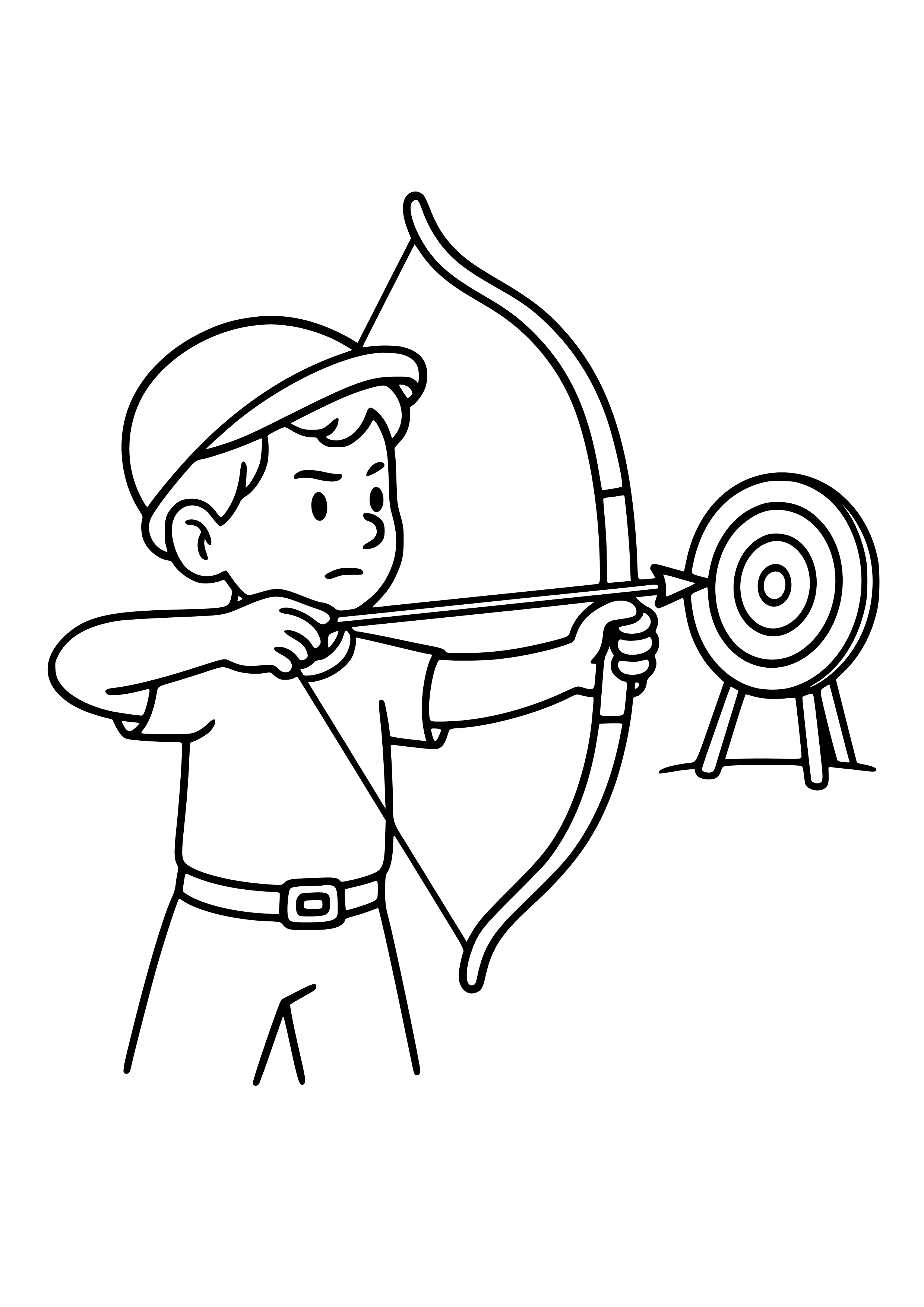 Archer Aiming at a Target Coloring Page