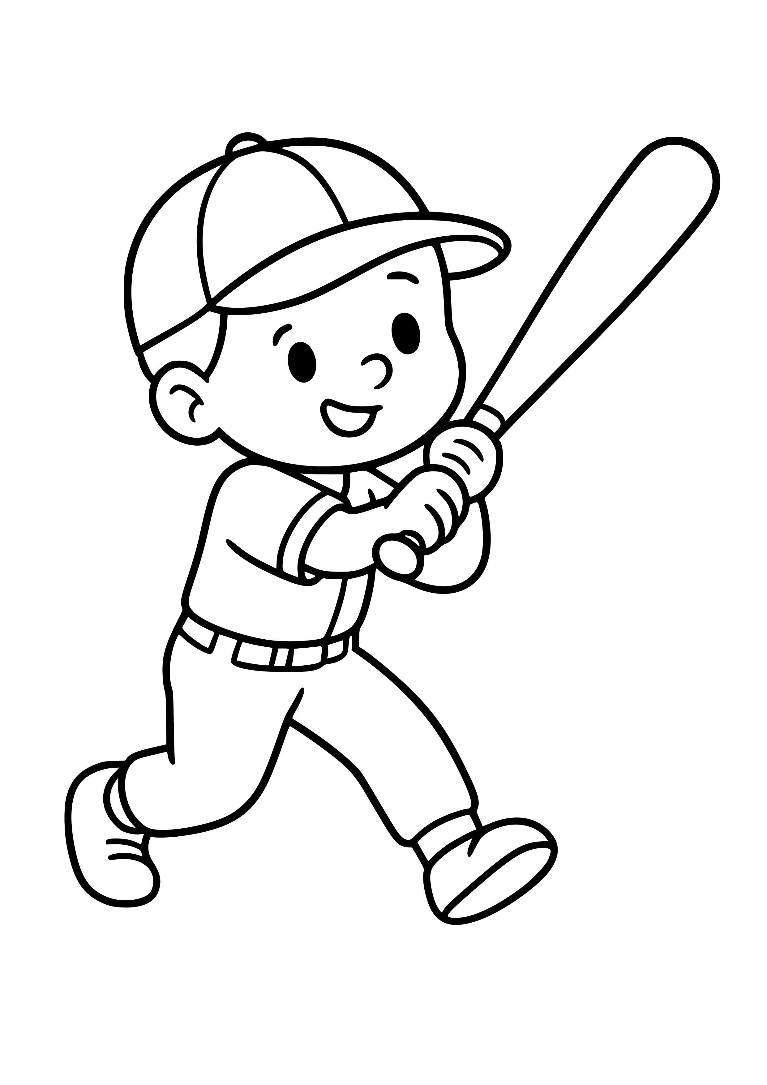 Baseball Player Swinging a Bat Coloring Page