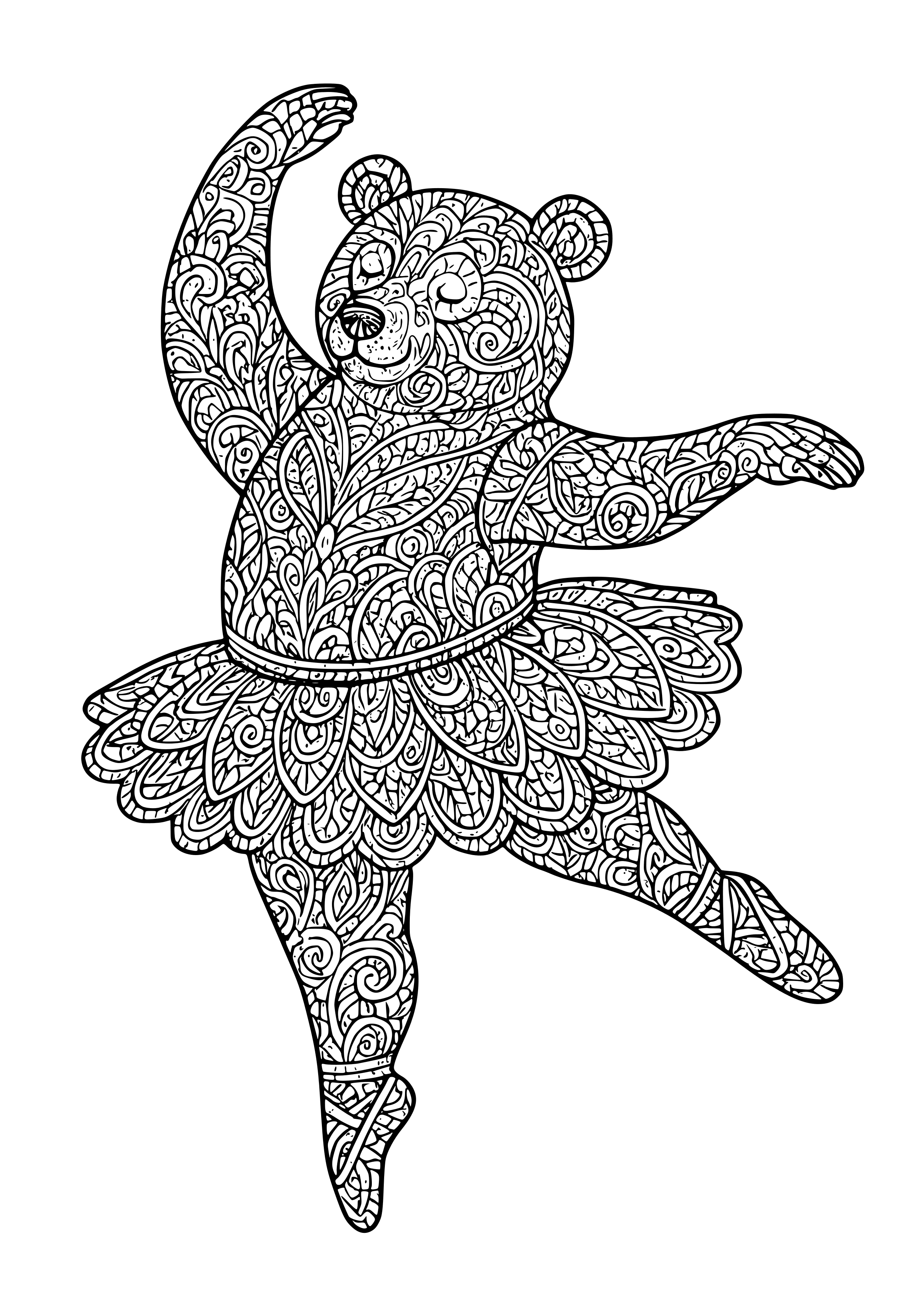 Bear Wearing a Tutu Dancing Ballet Coloring Page