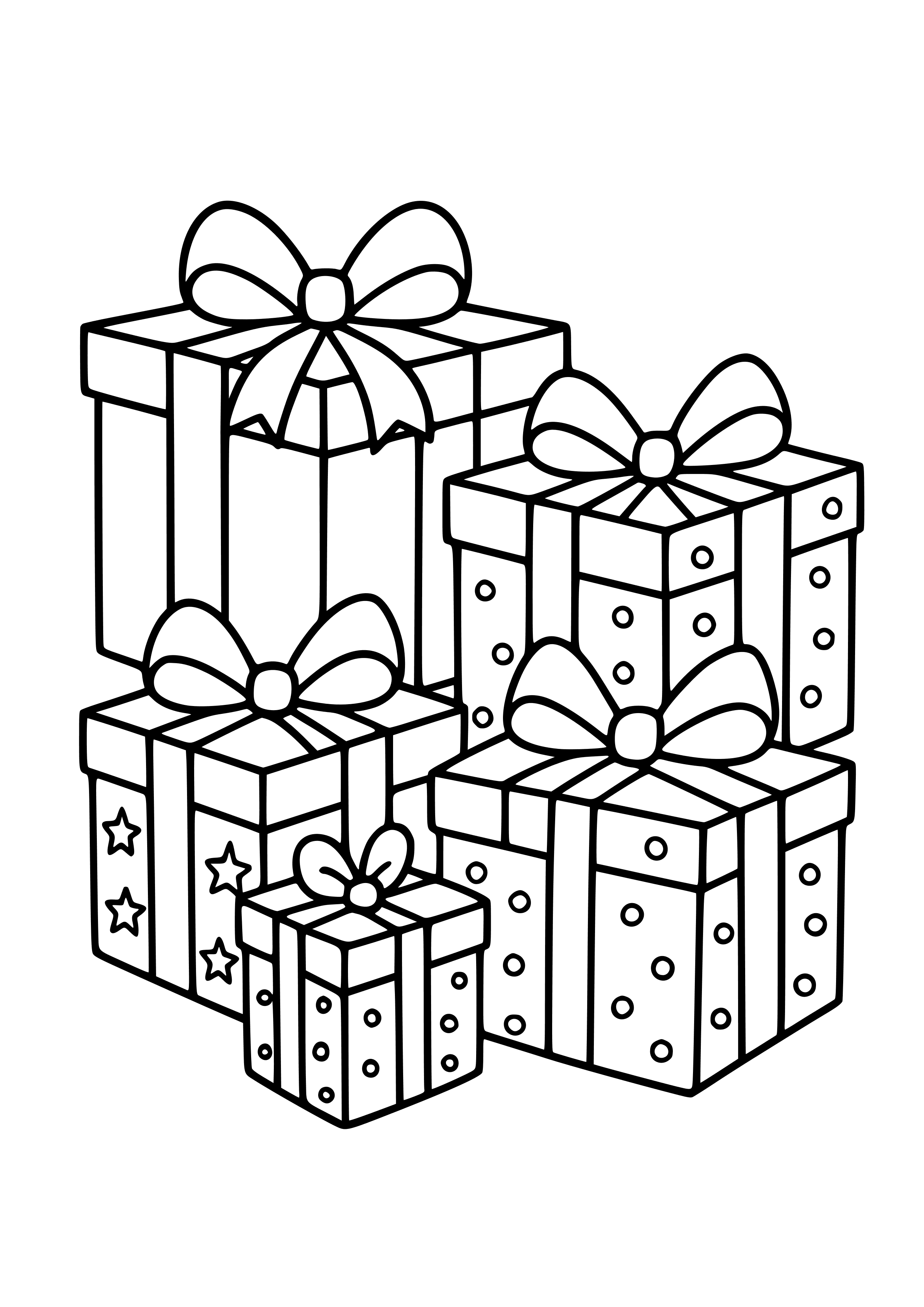 Beautifully Wrapped Gift Boxes Coloring Page