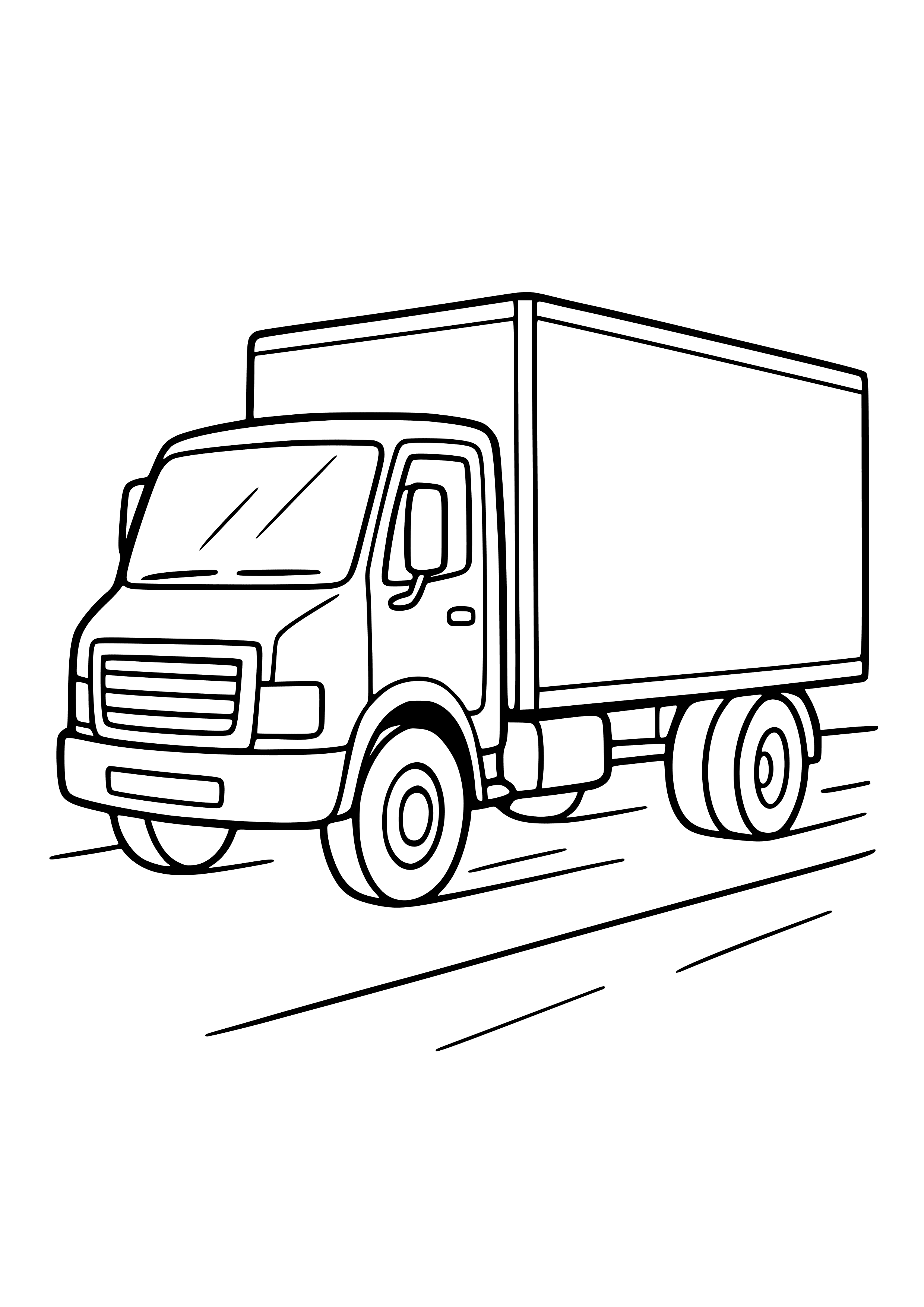 Big Delivery Truck on the Move Coloring Page