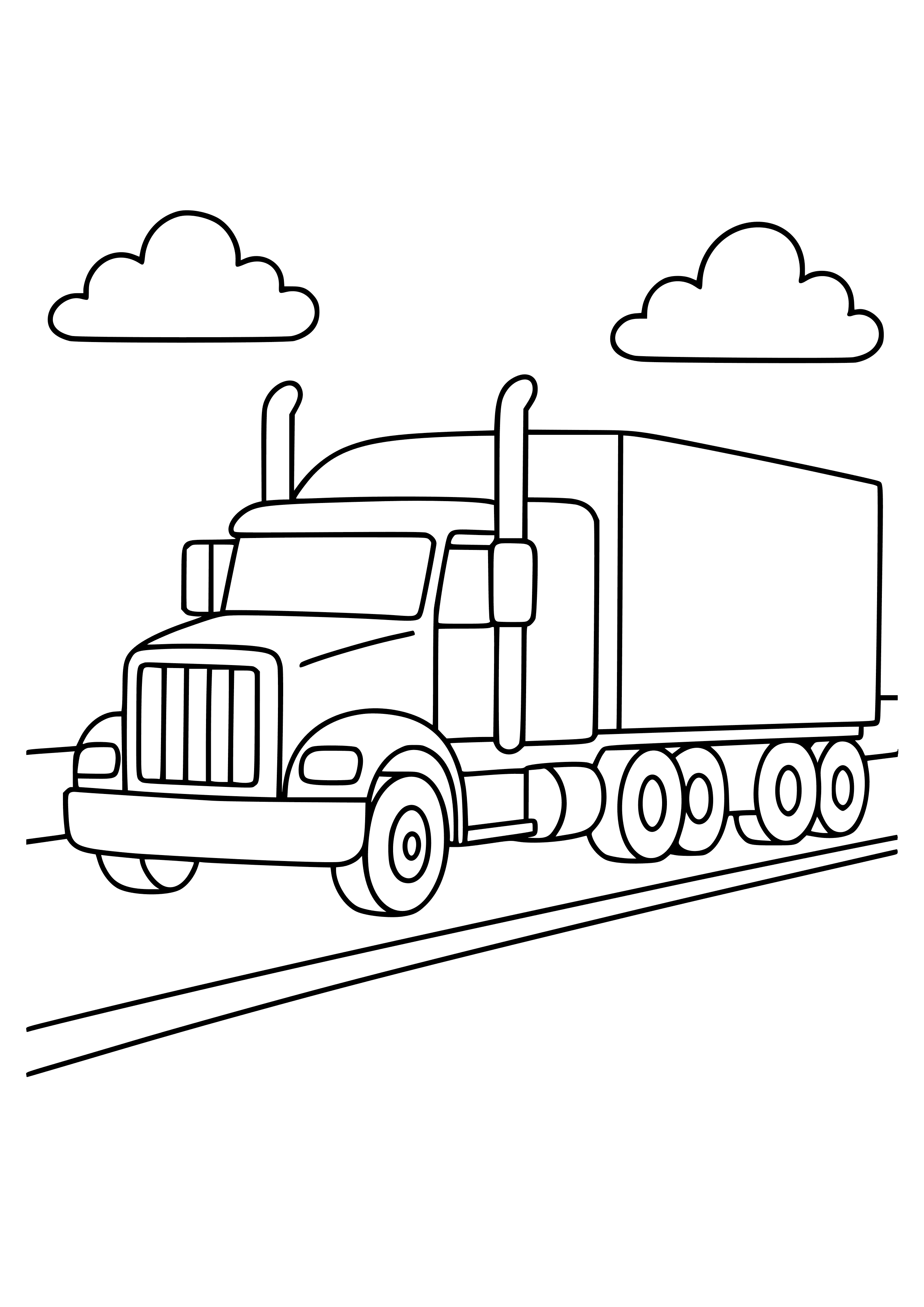 Big Rig Truck on the Highway Coloring Page