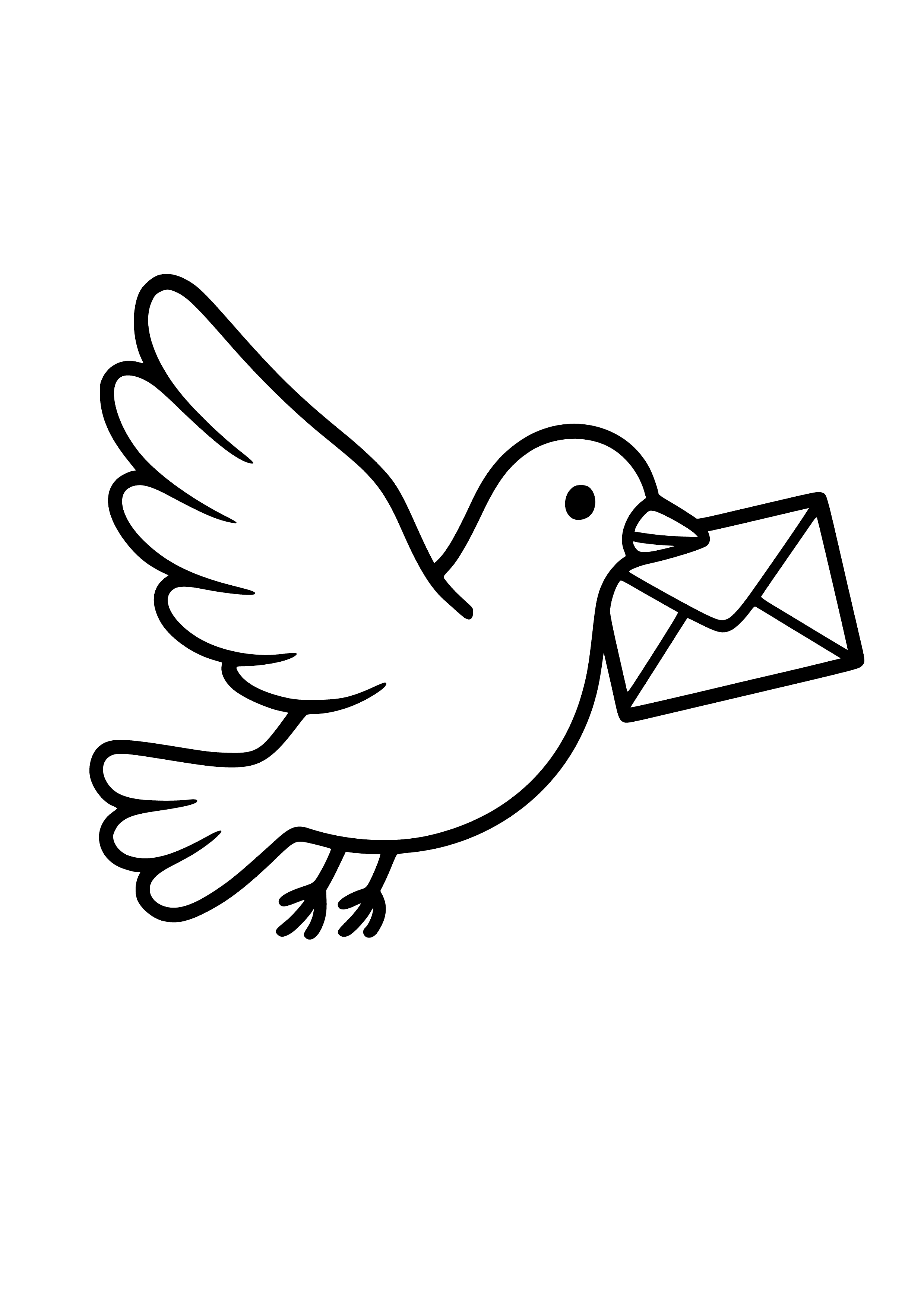 Bird in Flight with a Message Coloring Page