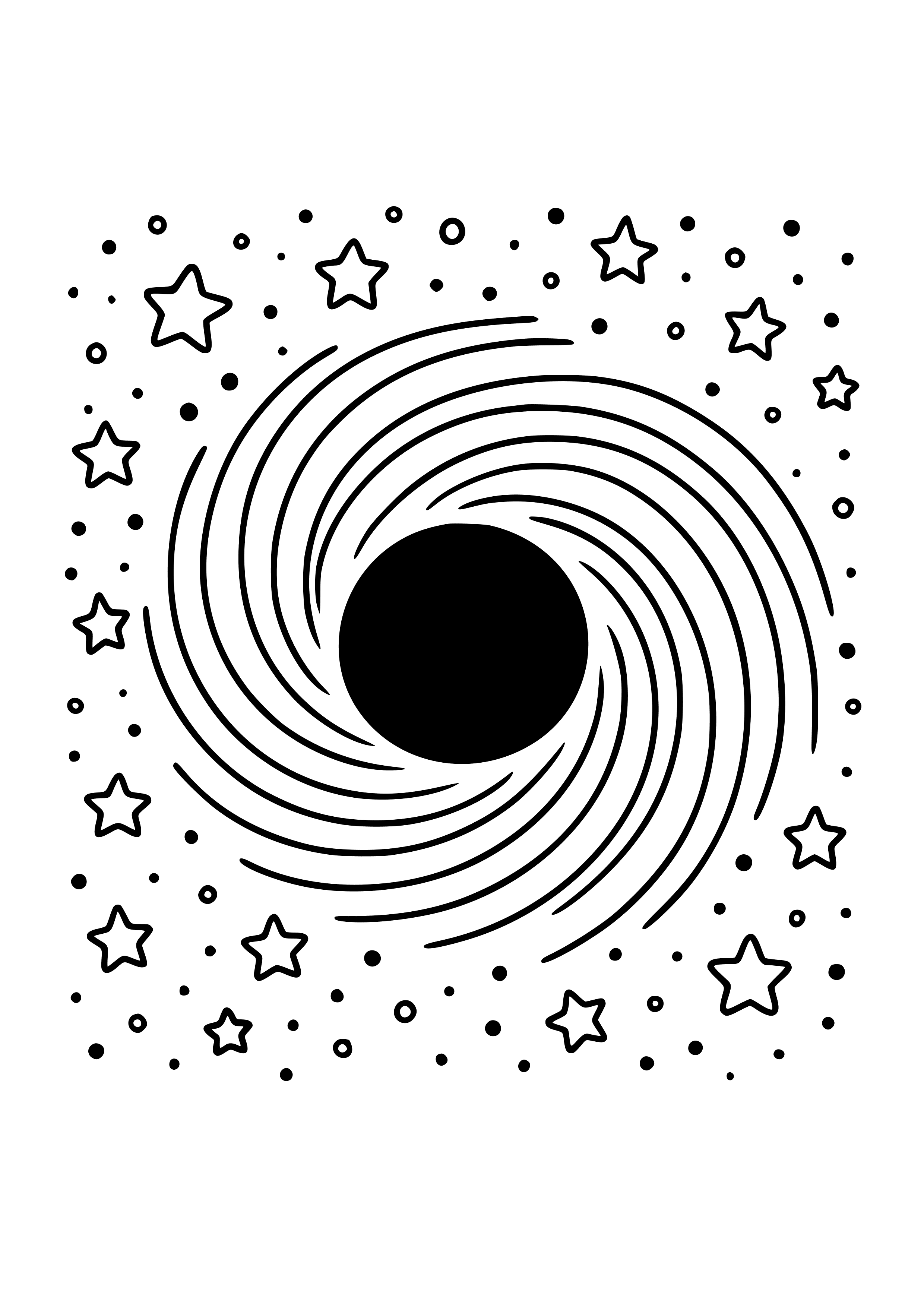 Black Hole with Stars Swirling Coloring Page