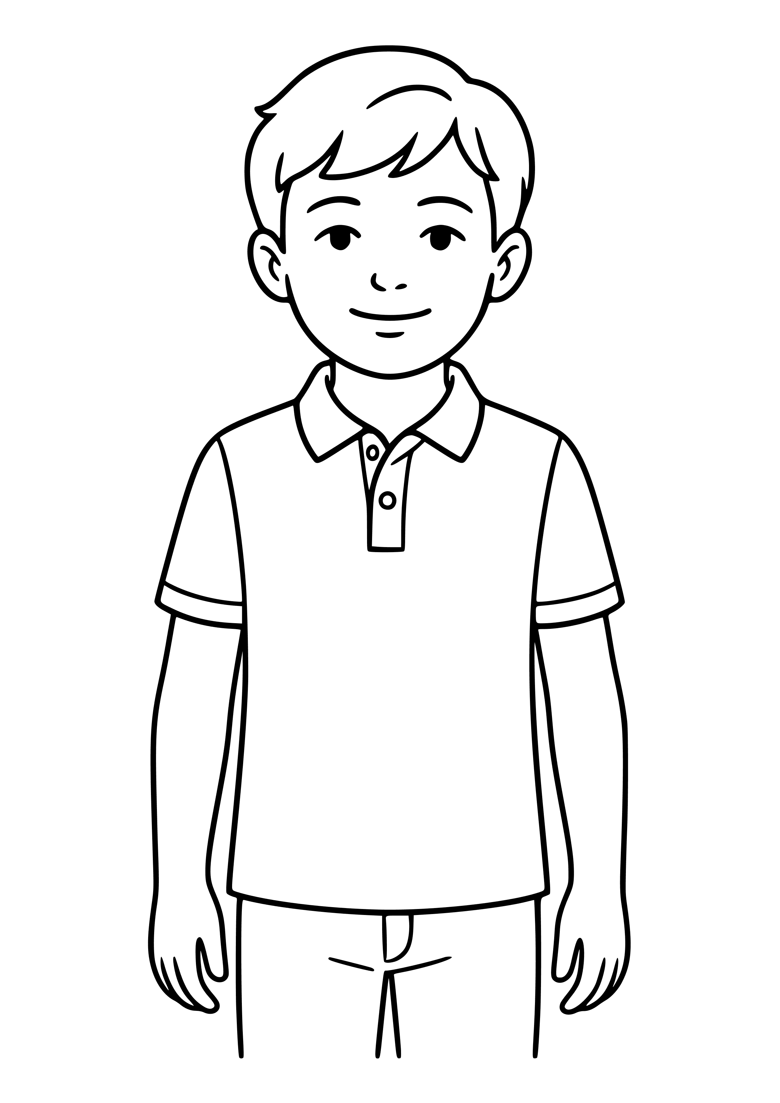 Boy in a Classic Polo Shirt Coloring Page