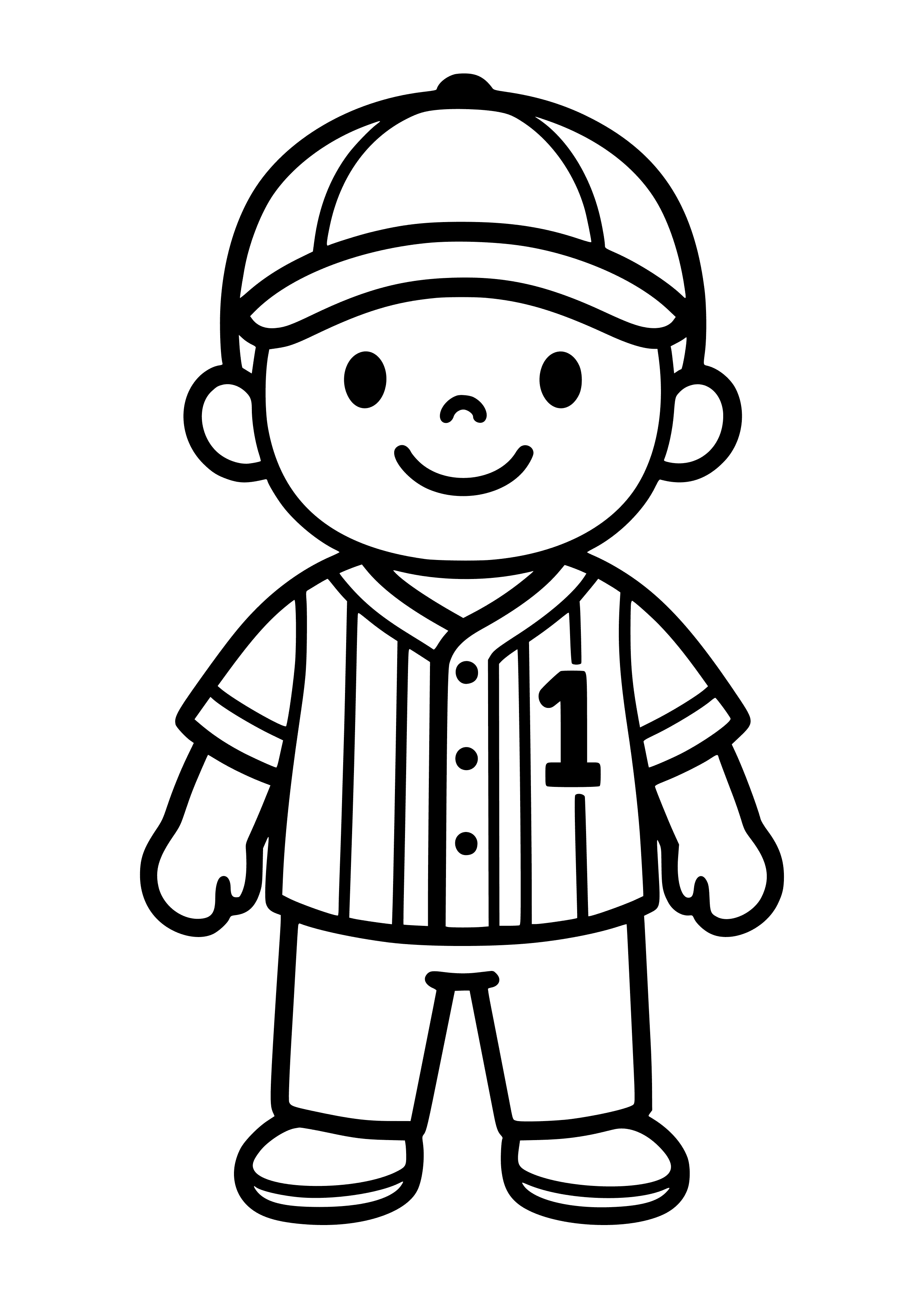 Boy in a Cool Baseball Jersey Coloring Page
