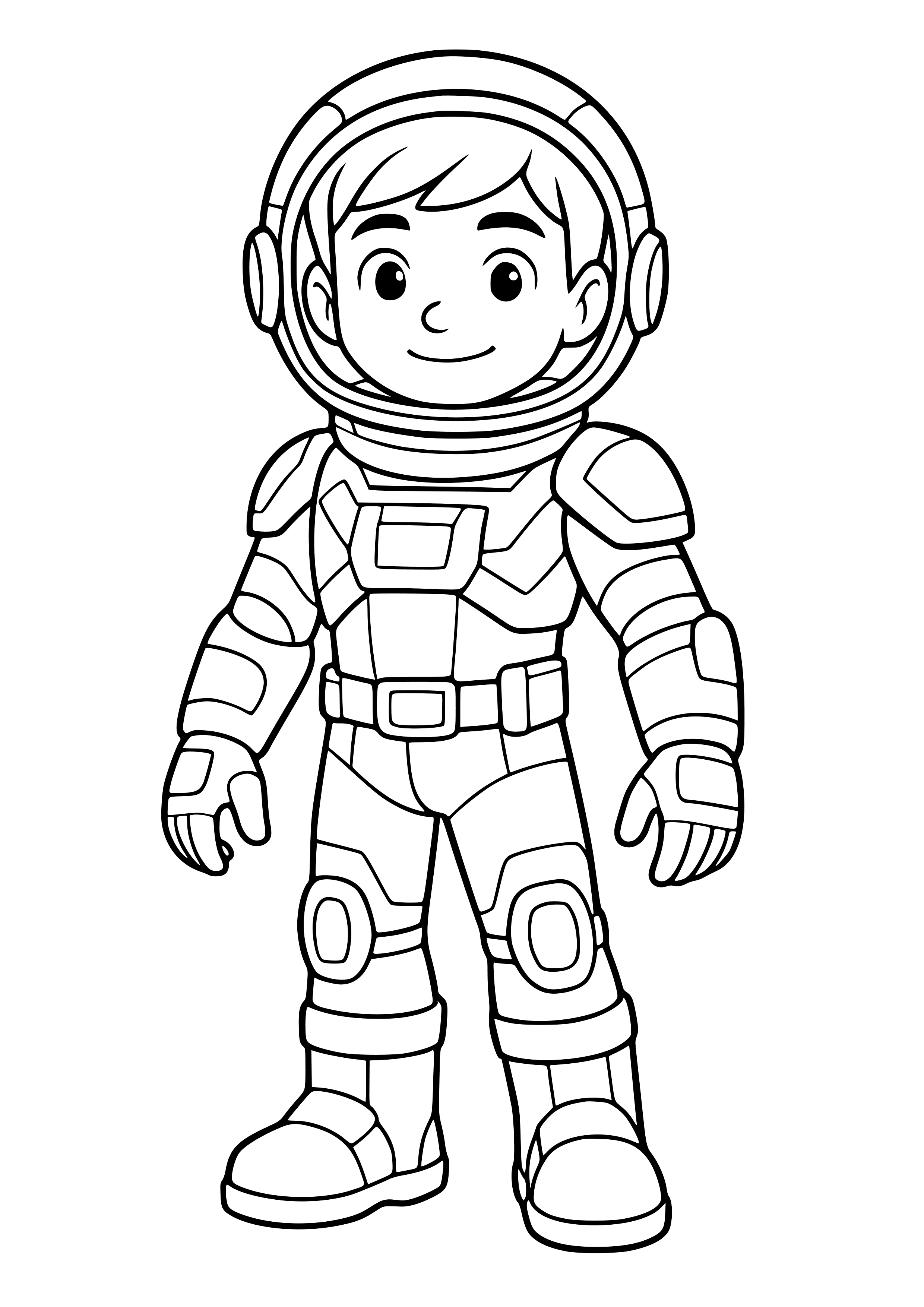 Boy in a Futuristic Space Suit Coloring Page