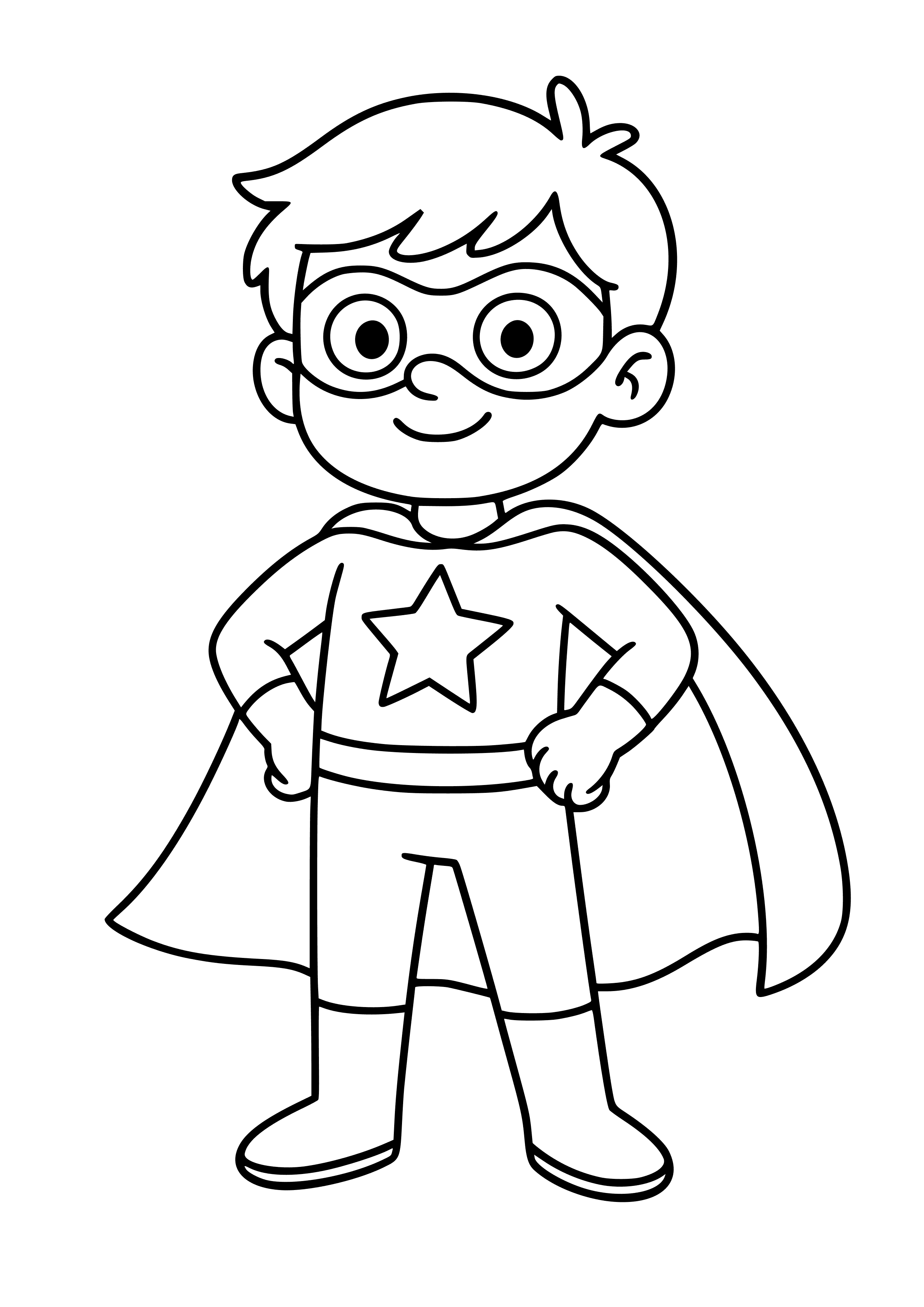 Boy in a Superhero Costume Coloring Page