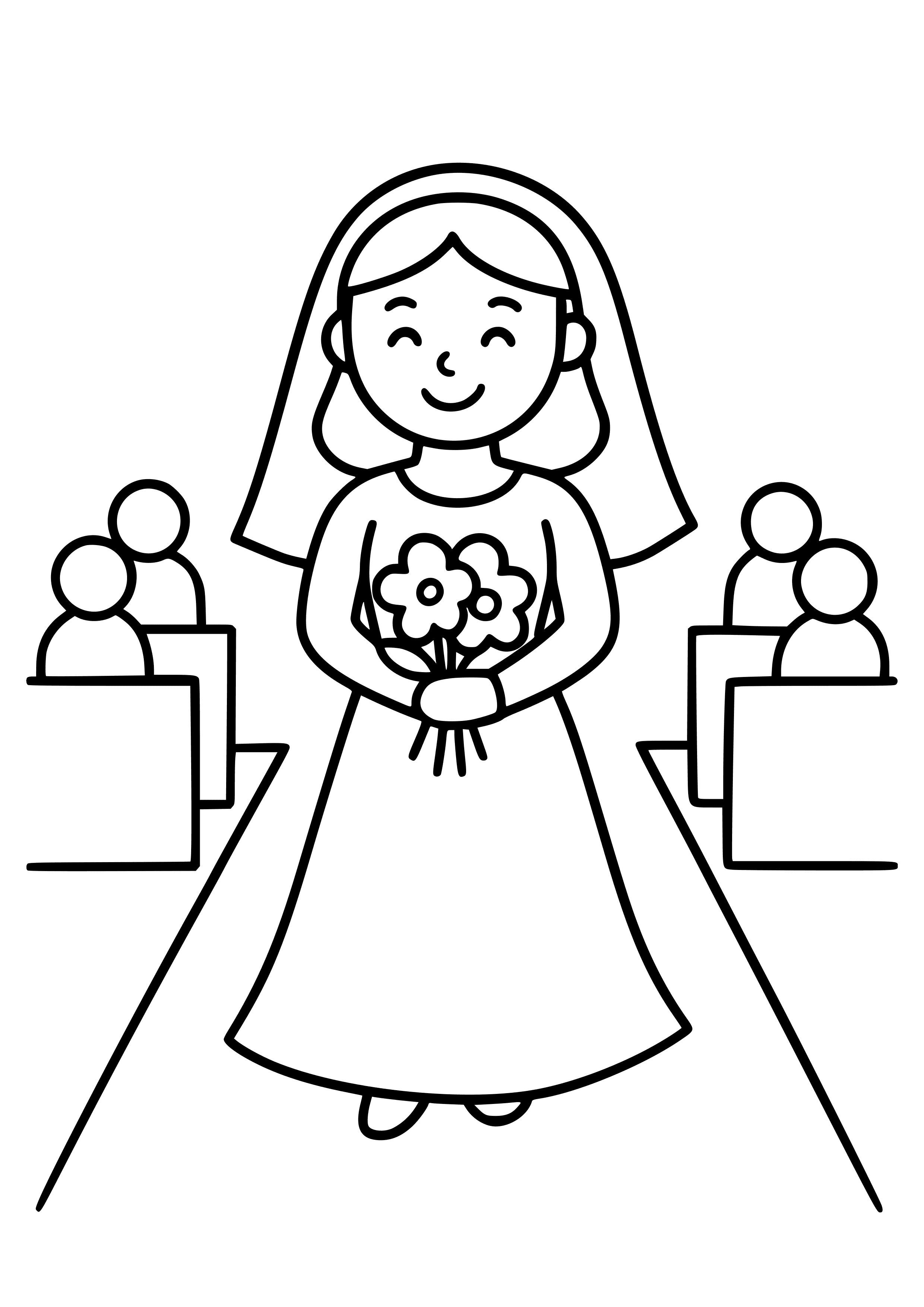 Bride Walking Down the Aisle Coloring Page