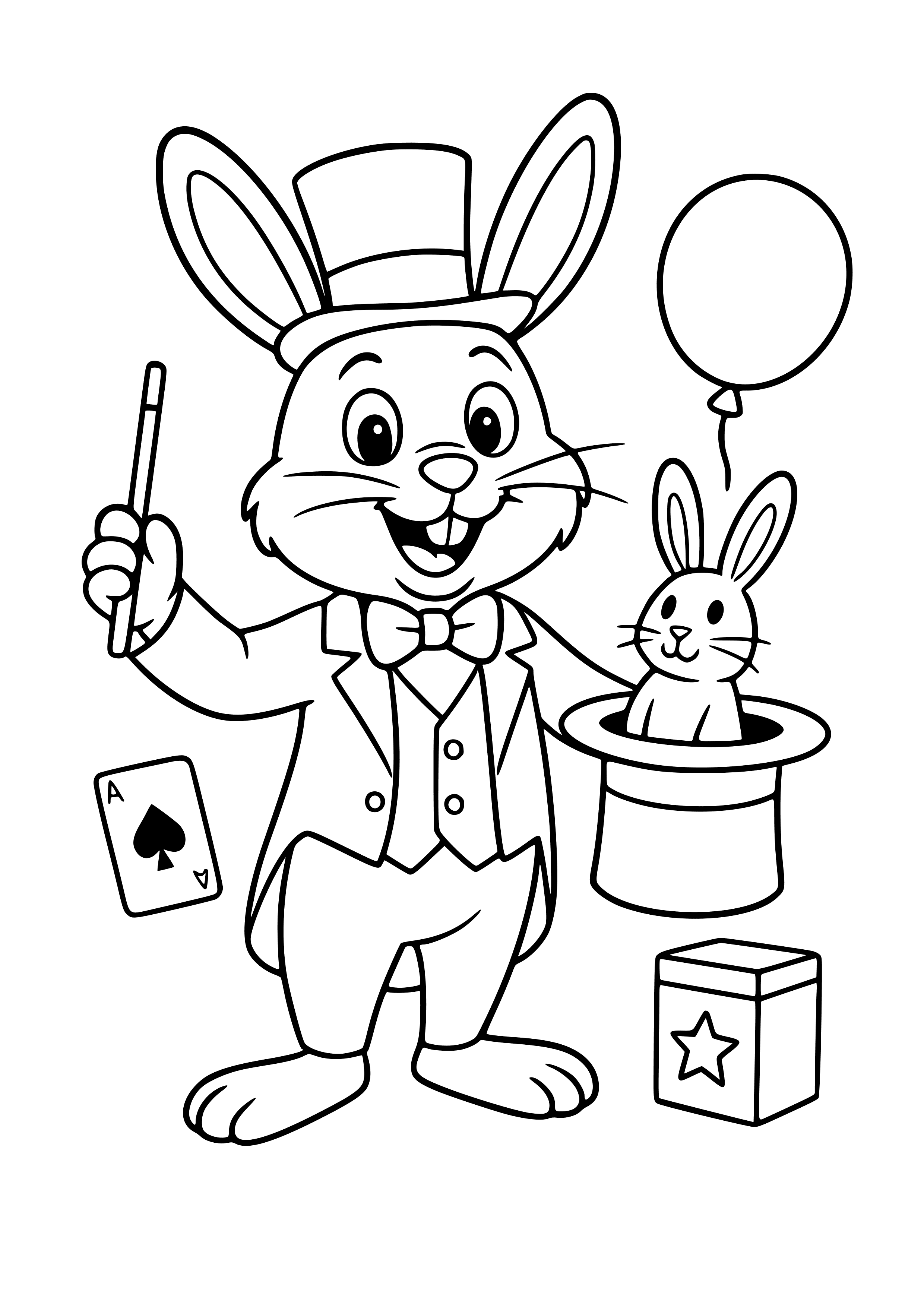 Bunny Magician Performing Tricks Coloring Page
