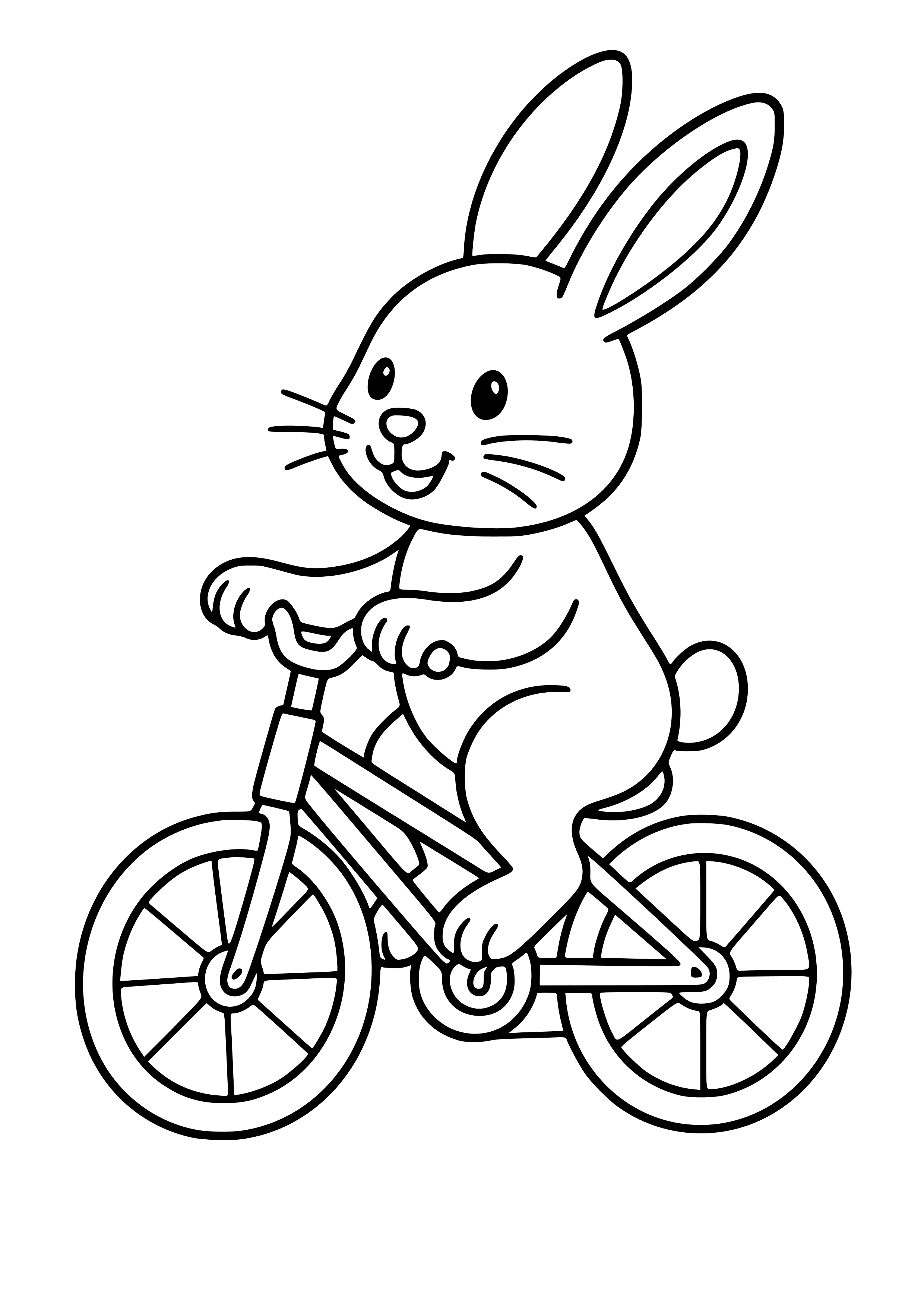 Bunny Riding a Bicycle Coloring Page