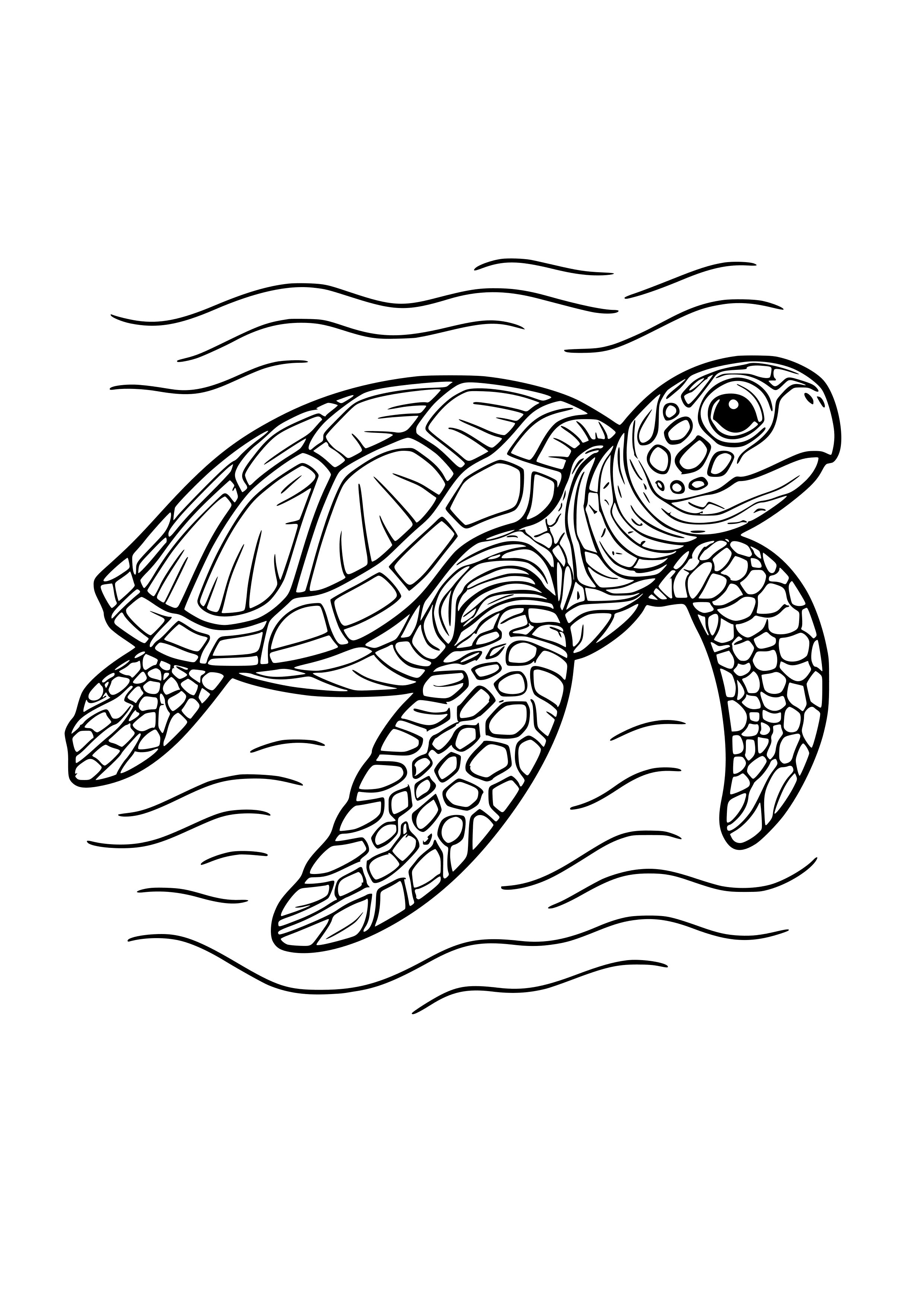 Calm Sea Turtle Swimming Gracefully Coloring Page