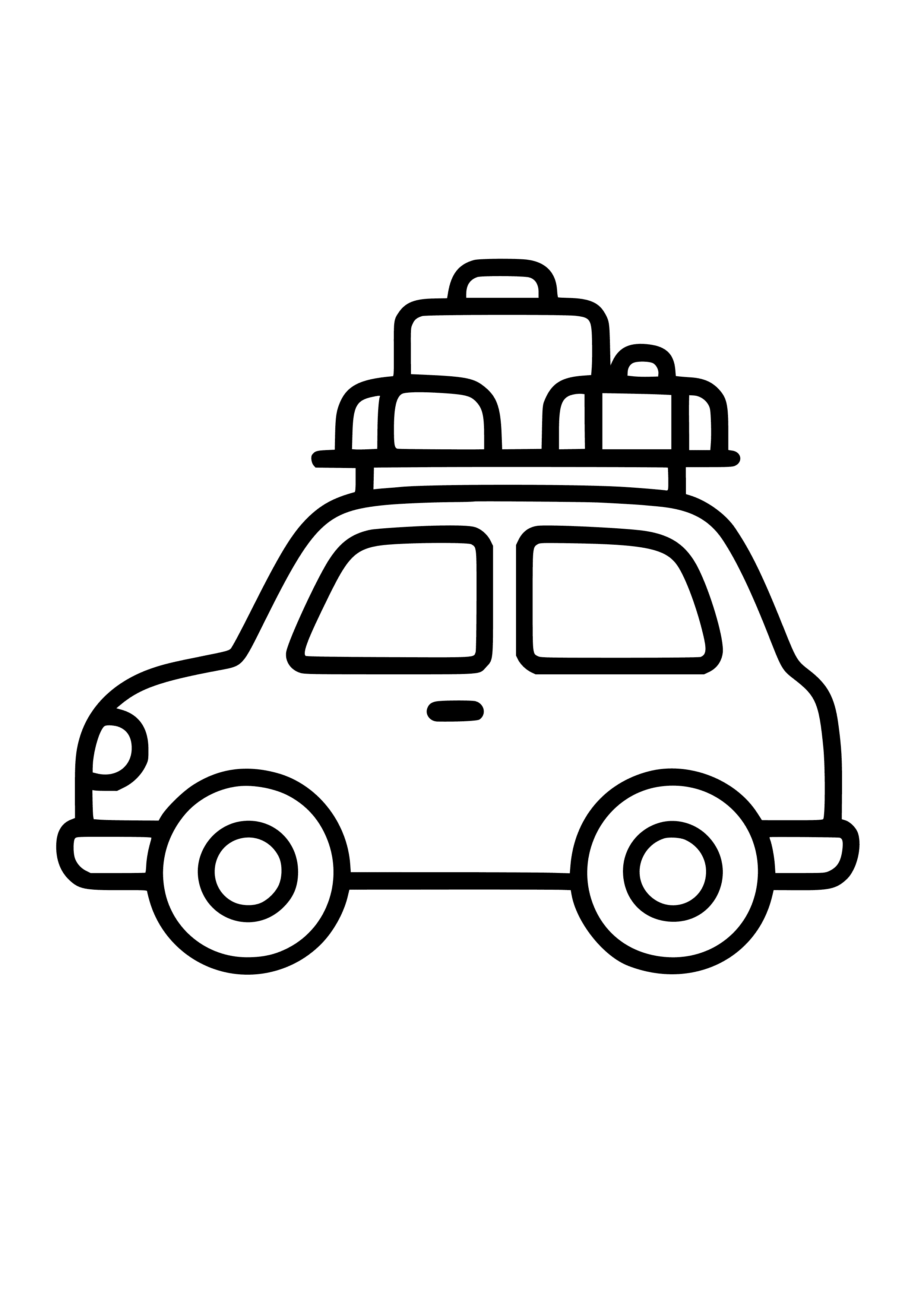Car with a Roof Rack Loaded with Luggage Coloring Page