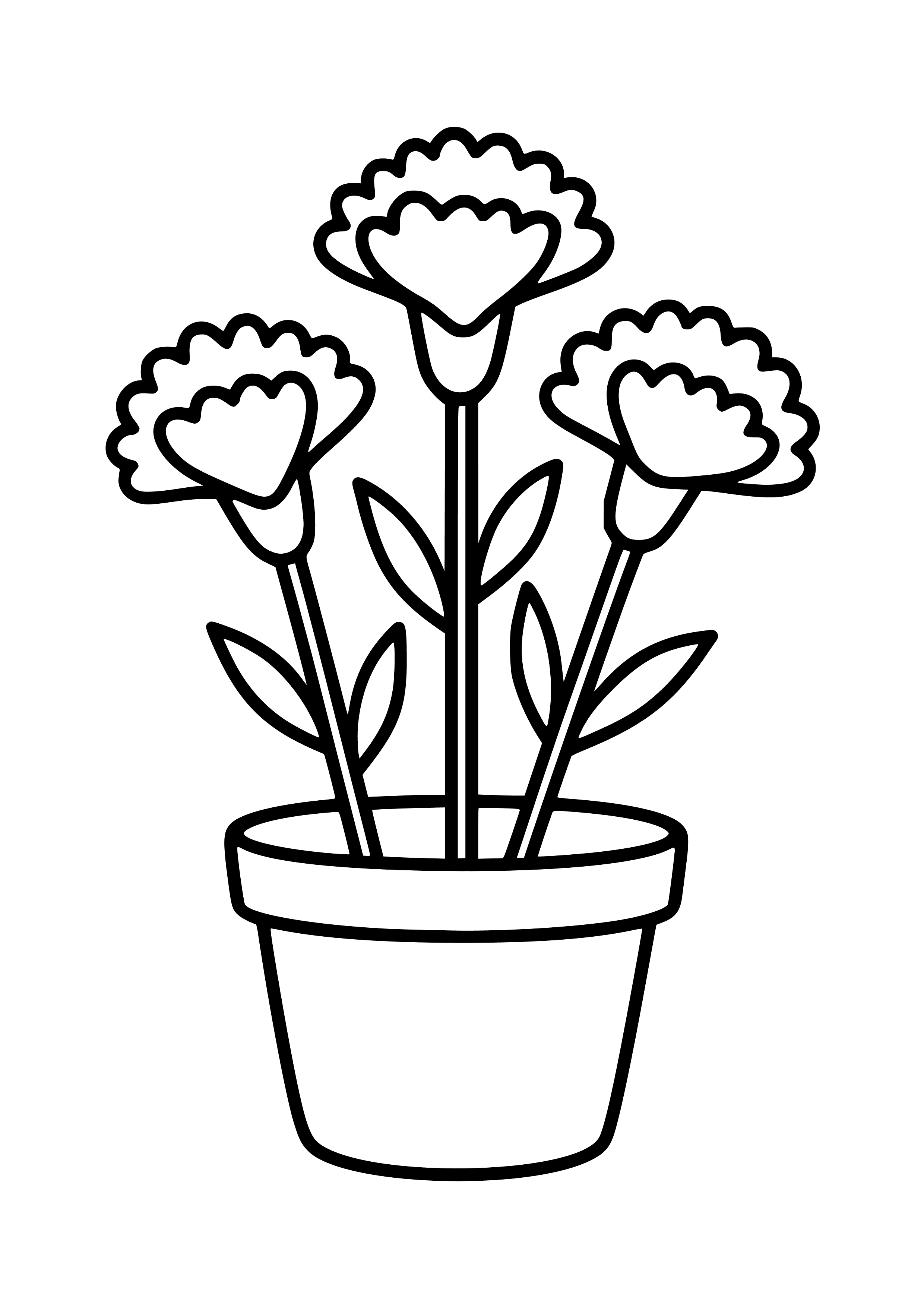 Carnations in a Pot Coloring Page