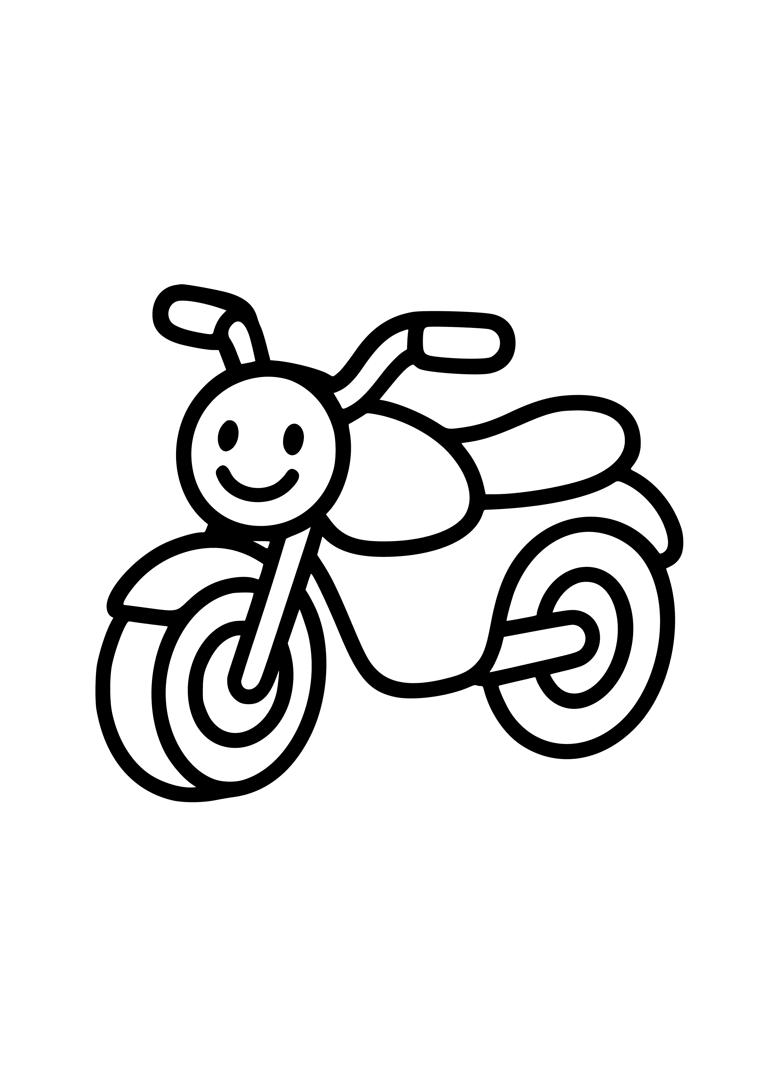 Cartoon Motorbike with a Smile Coloring Page