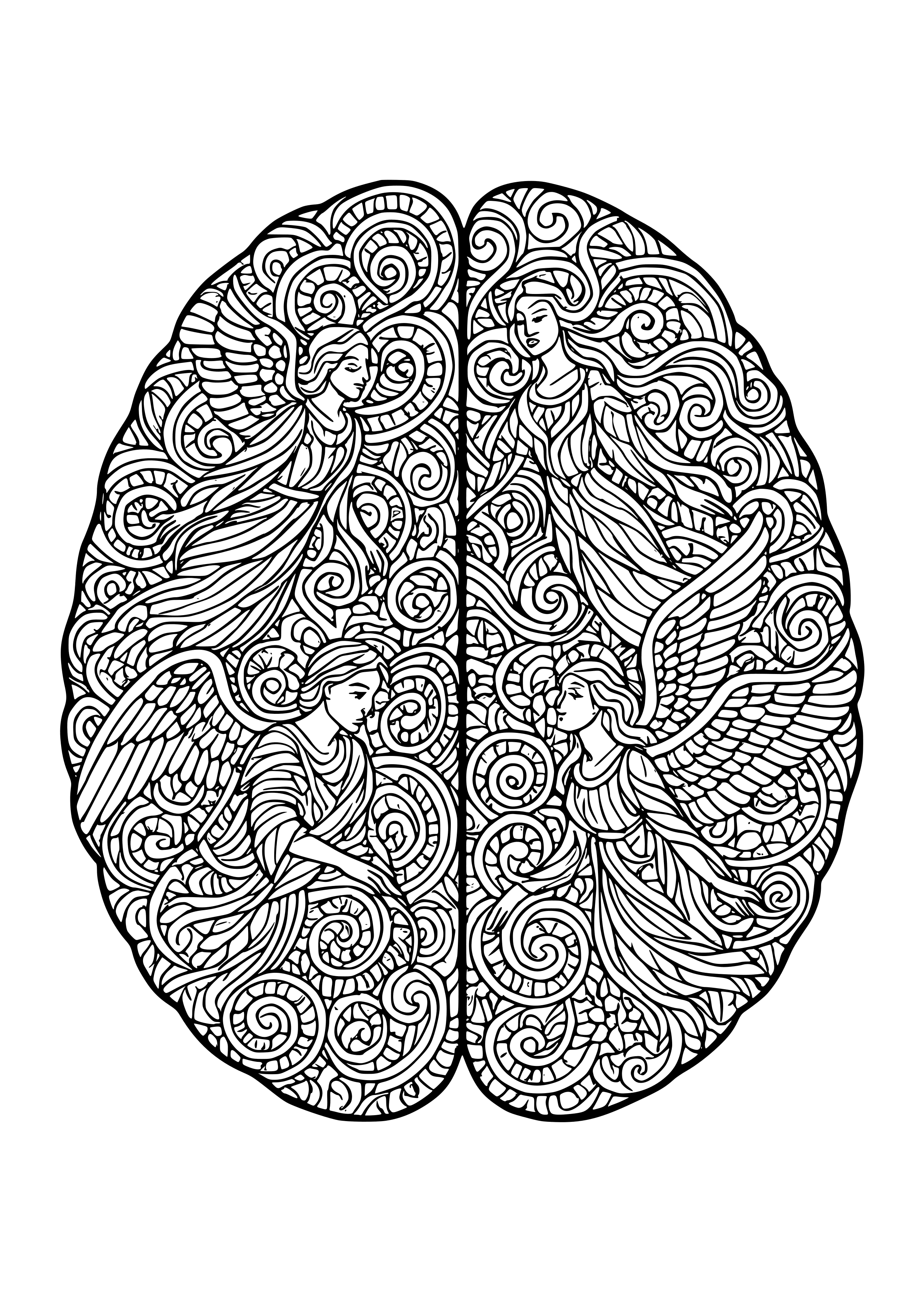Celestial Beings Woven Into the Fabric of Thought Coloring Page