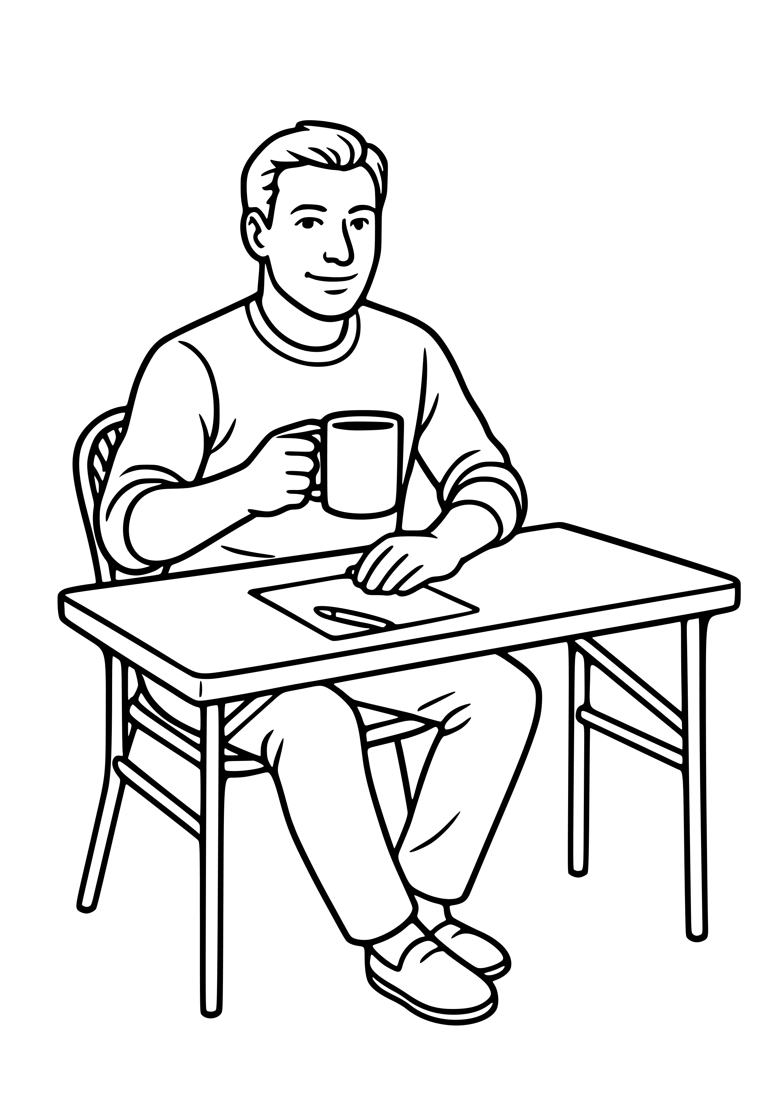 Change My Mind Guy Sitting at a Table Coloring Page