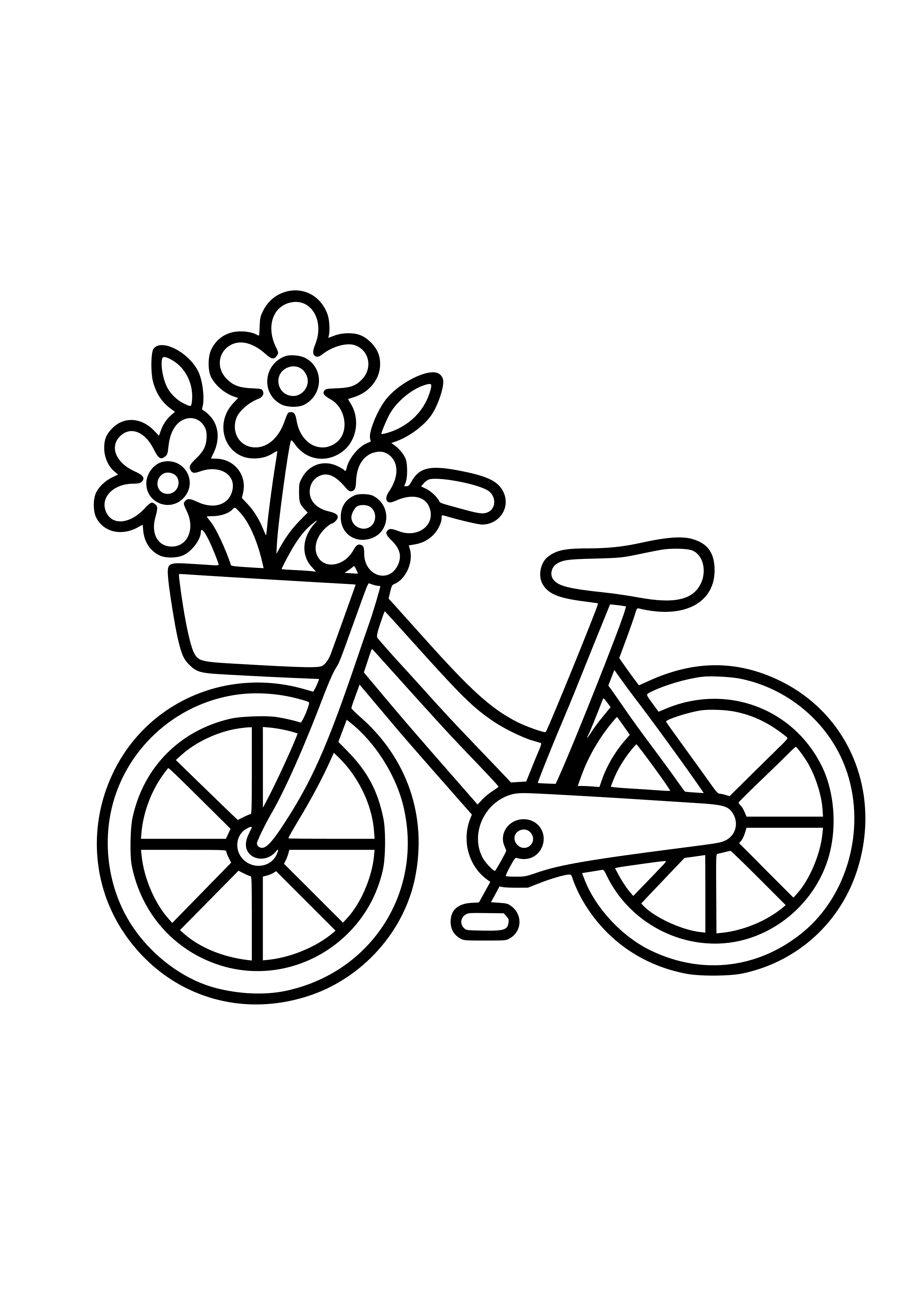 Charming Bicycle with Flowers Coloring Page