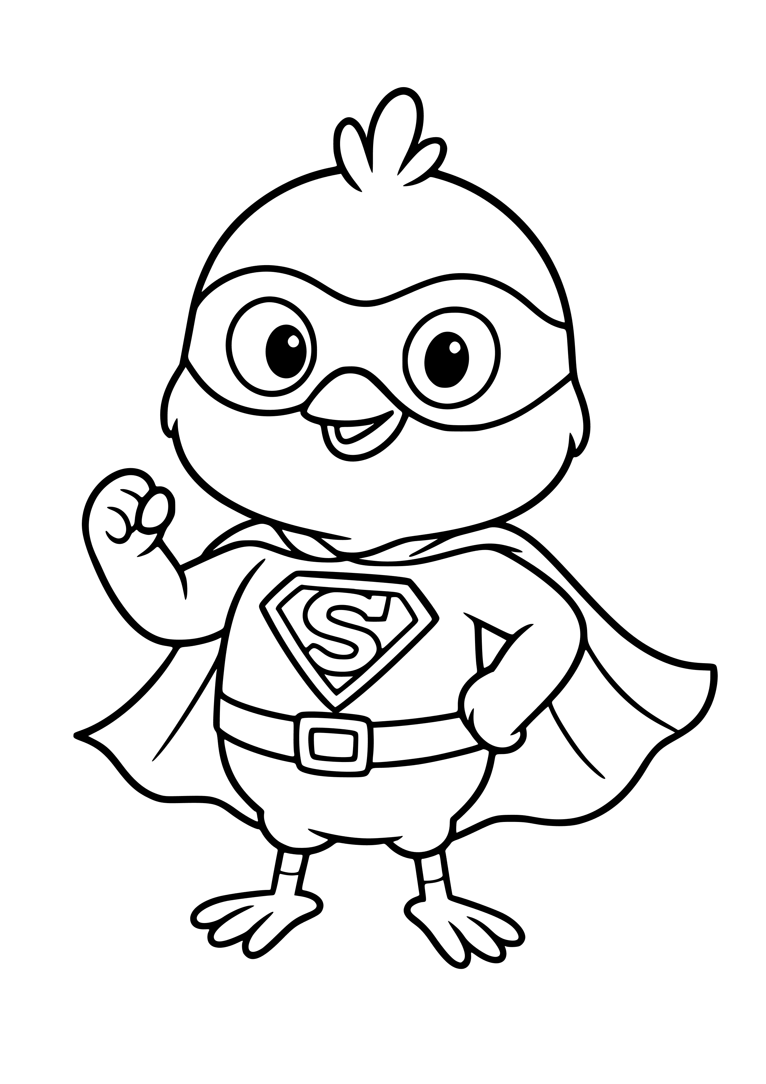 Chick Dressed as a Superhero Coloring Page