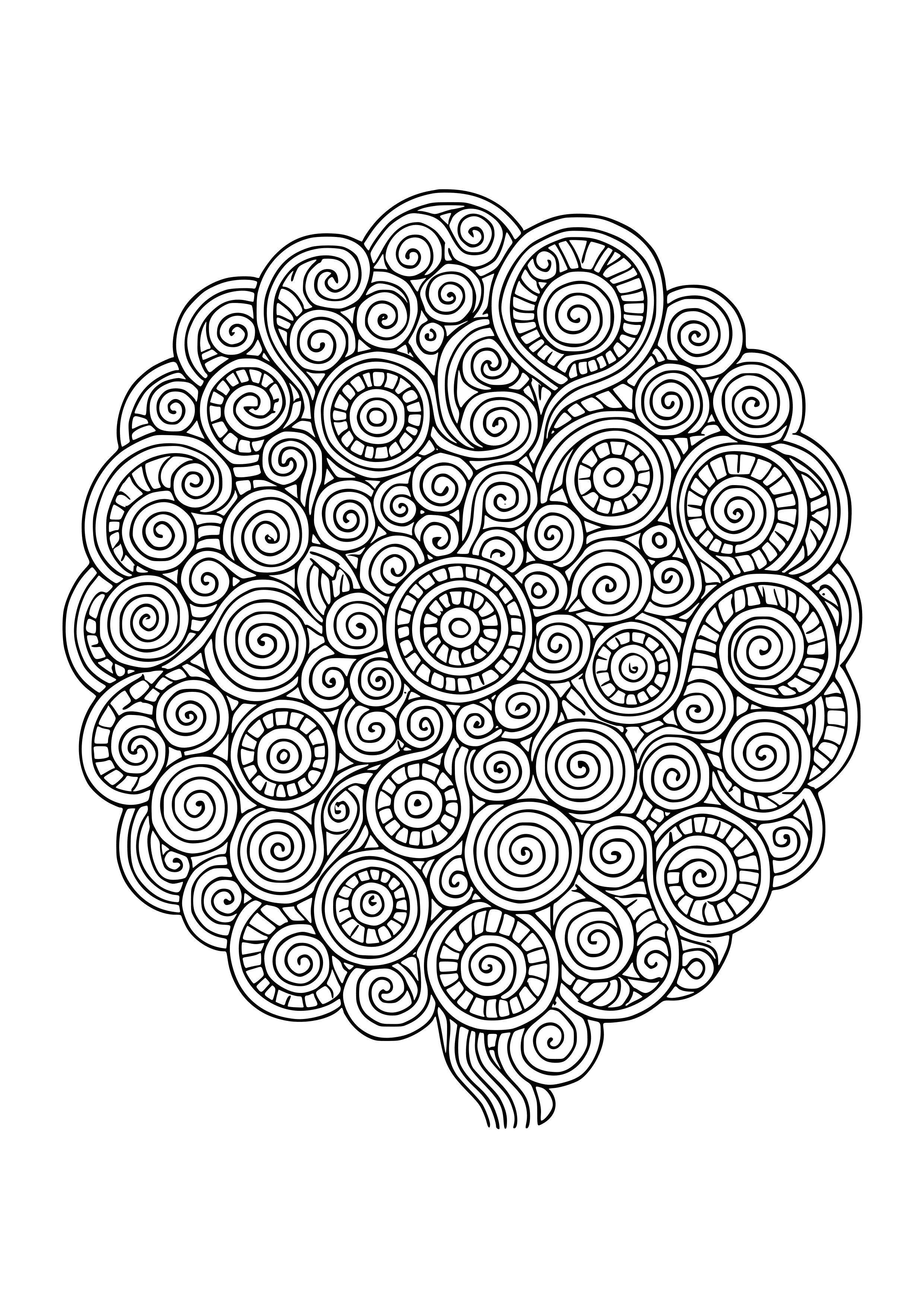Circular Patterns Representing Thoughts and Ideas Coloring Page