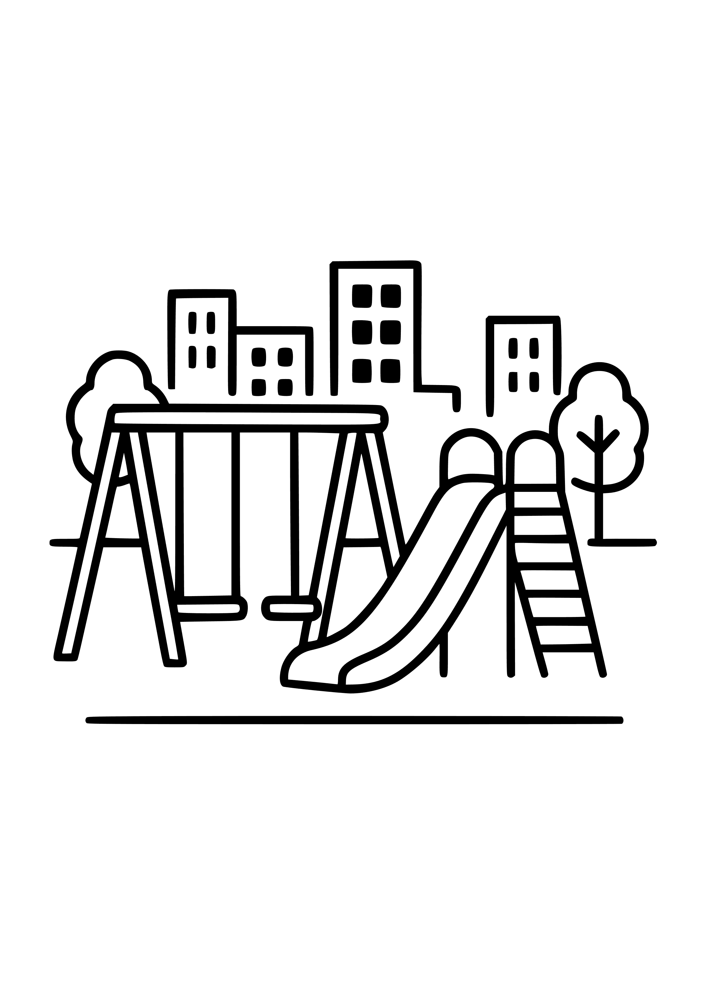 City Playground with Swings and Slides Coloring Page