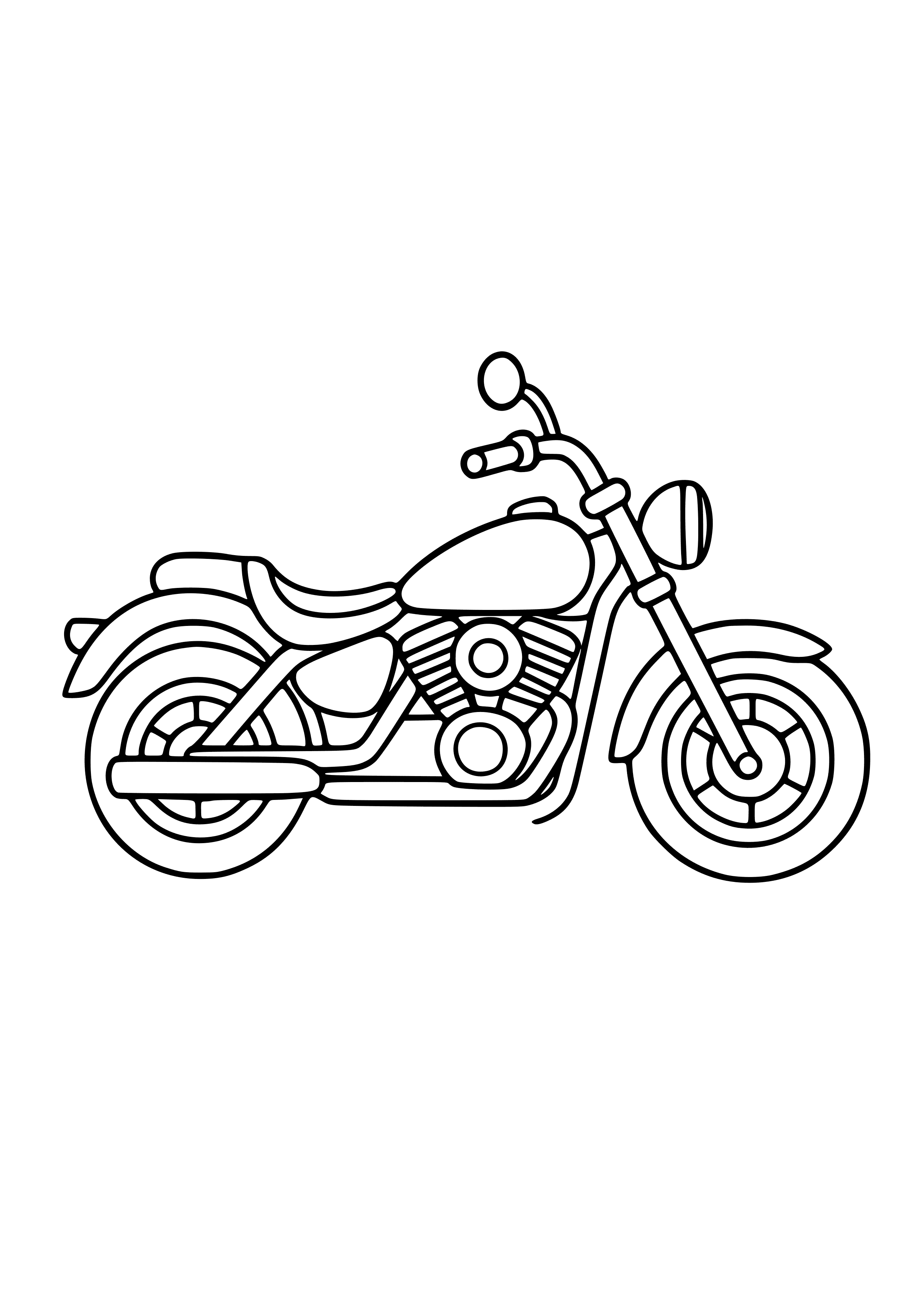 Classic Cruiser Motorbike Coloring Page