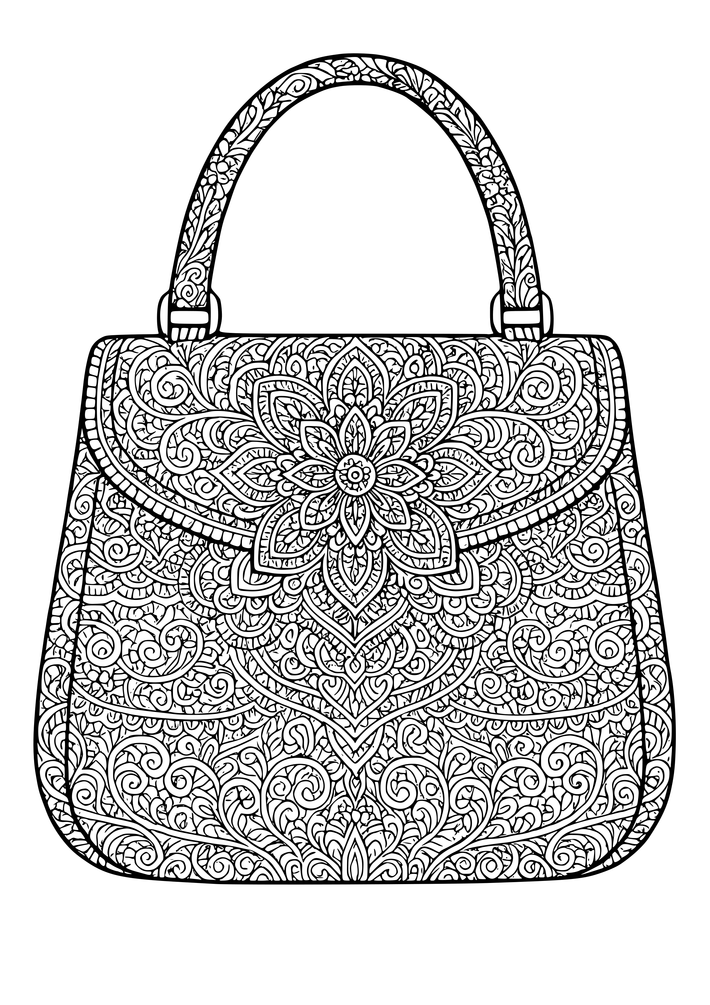 Classic Handbag with Unique Textures Coloring Page