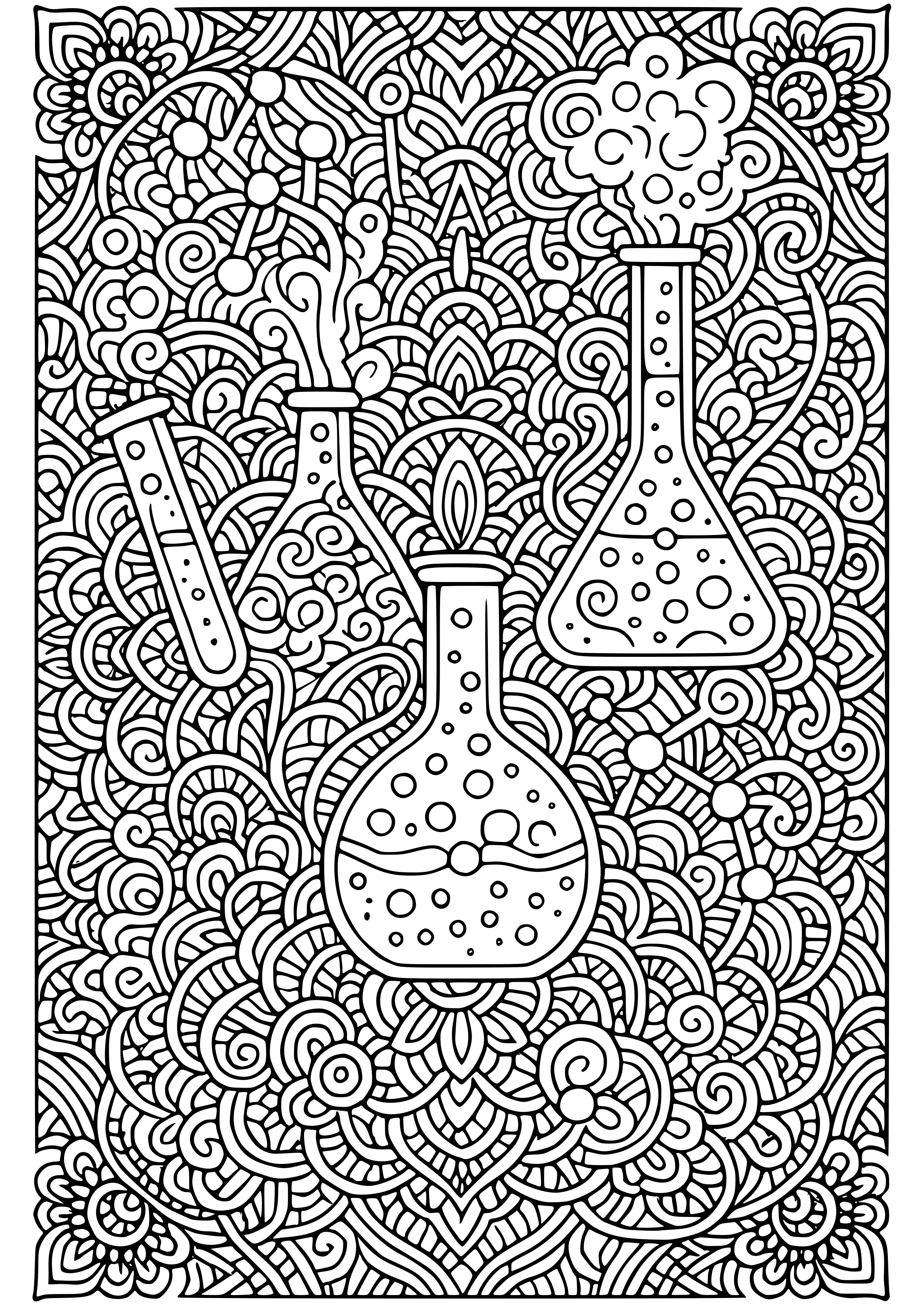 Colorful Chemical Reactions Coloring Page