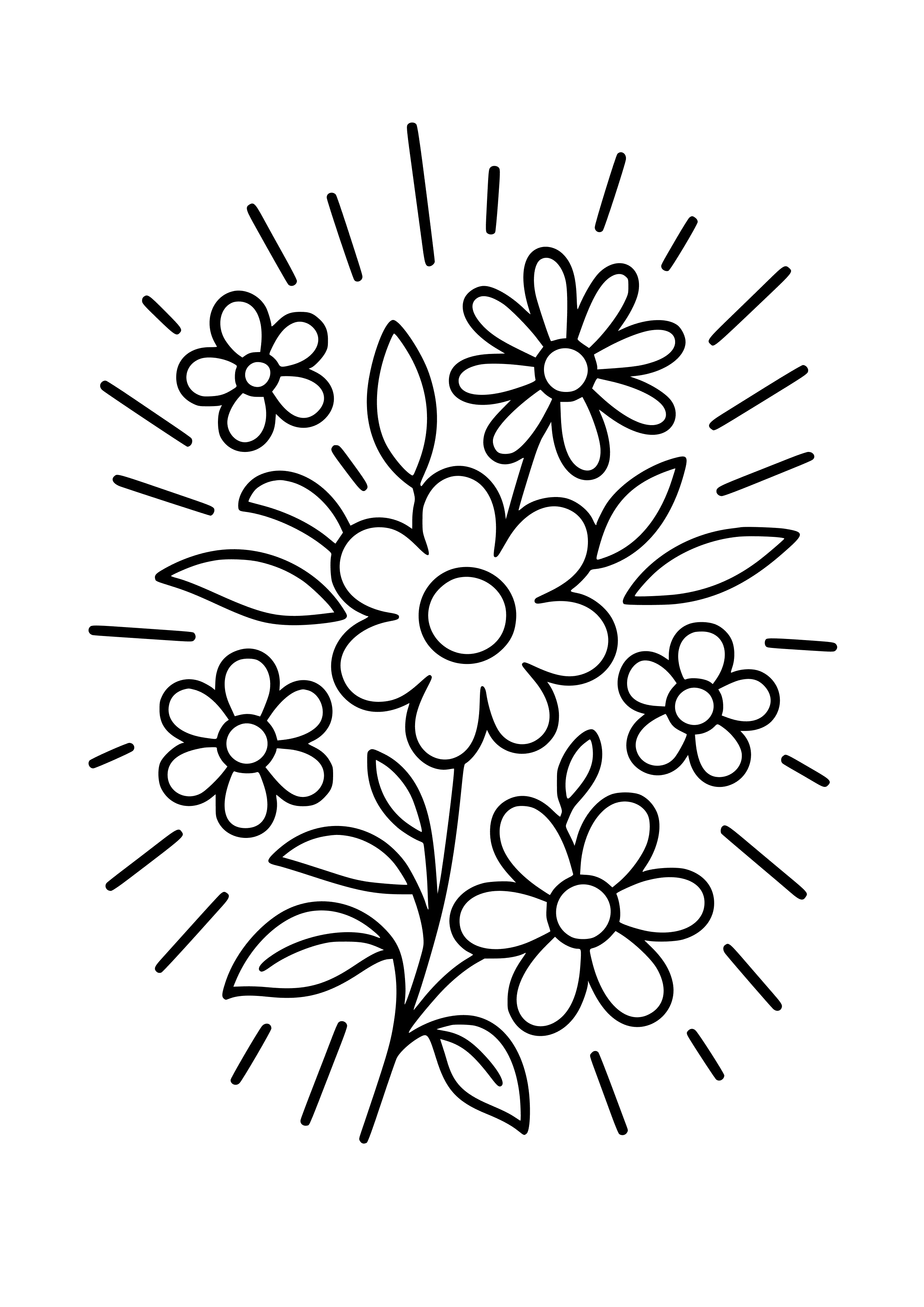 Colorful Floral Explosion Coloring Page