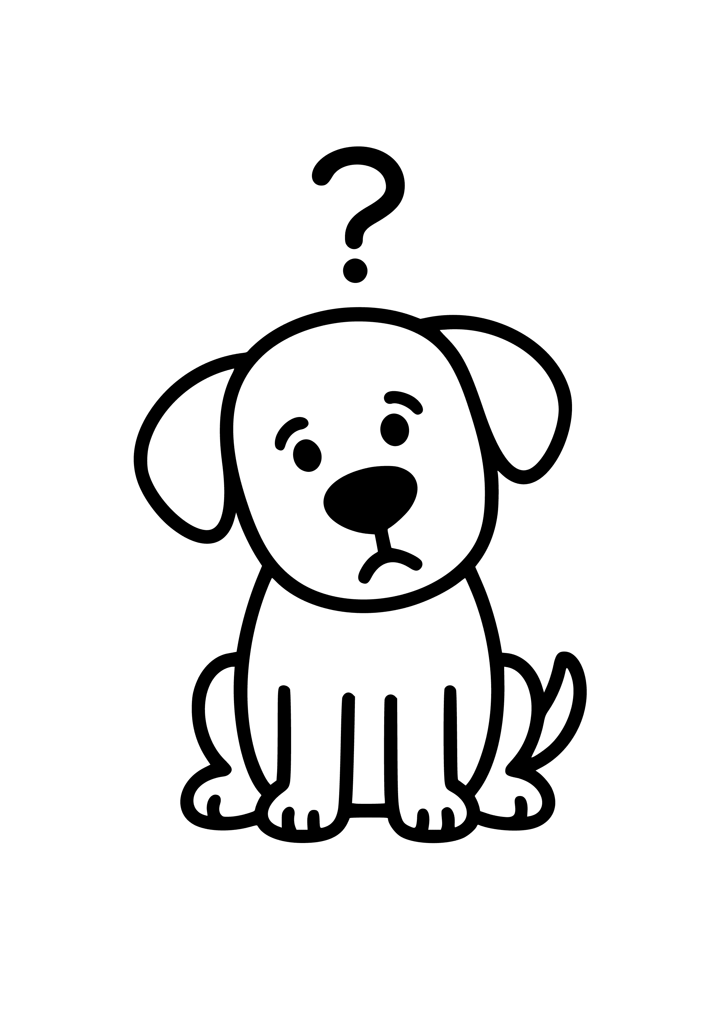 Confused Dog with a Tilted Head Coloring Page