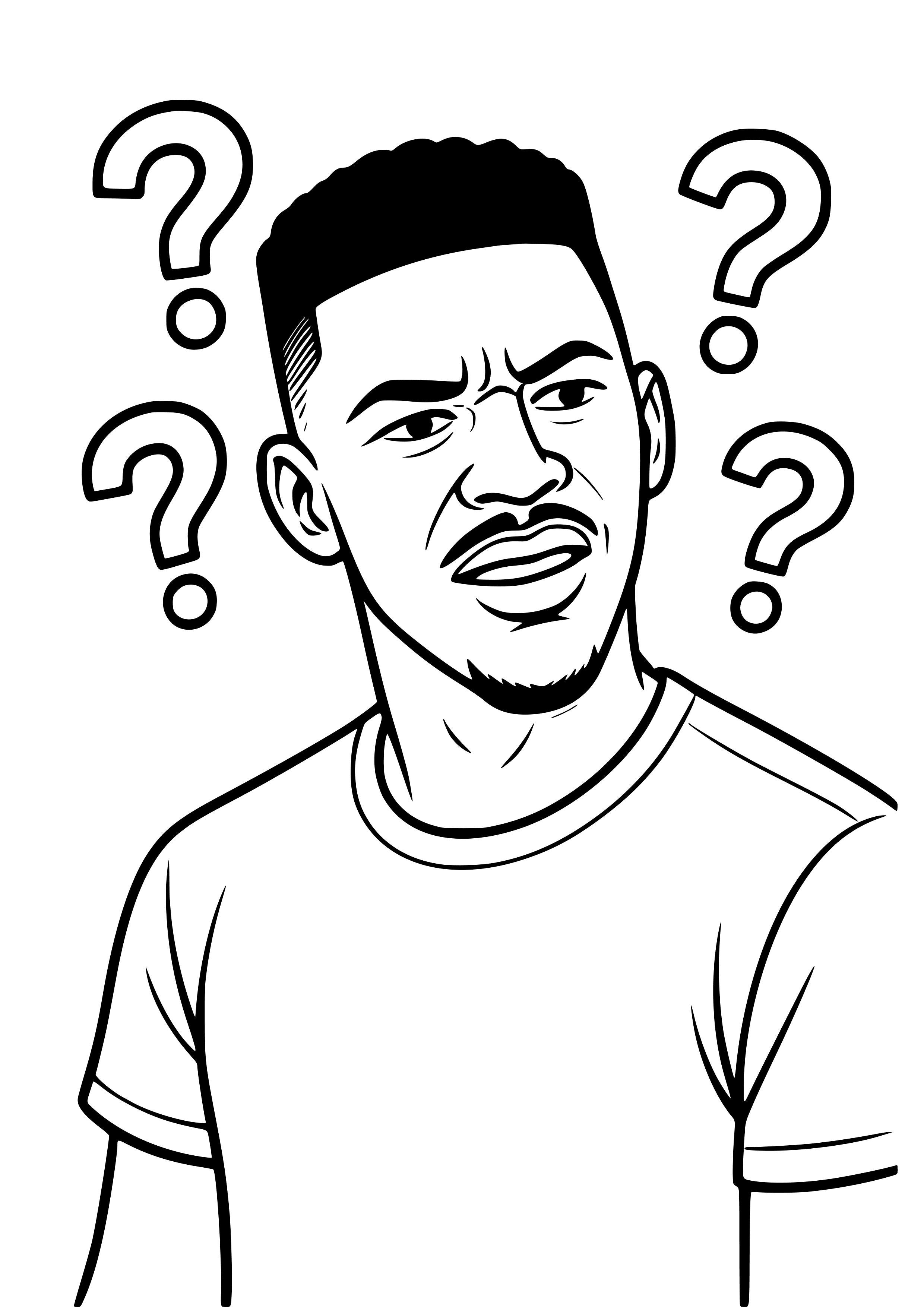 Confused Nick Young with Question Marks Coloring Page