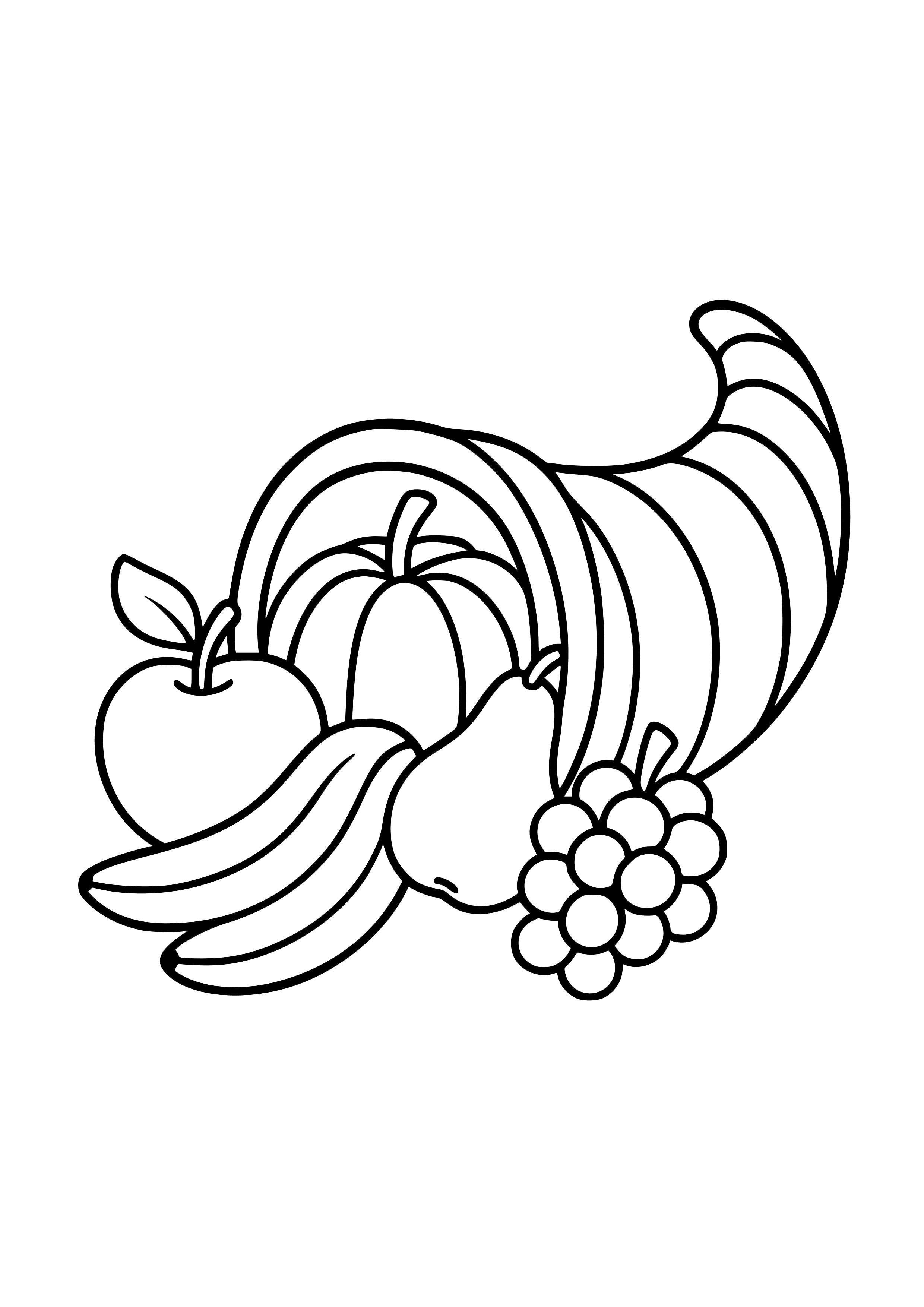 Cornucopia Filled with Fruits Coloring Page