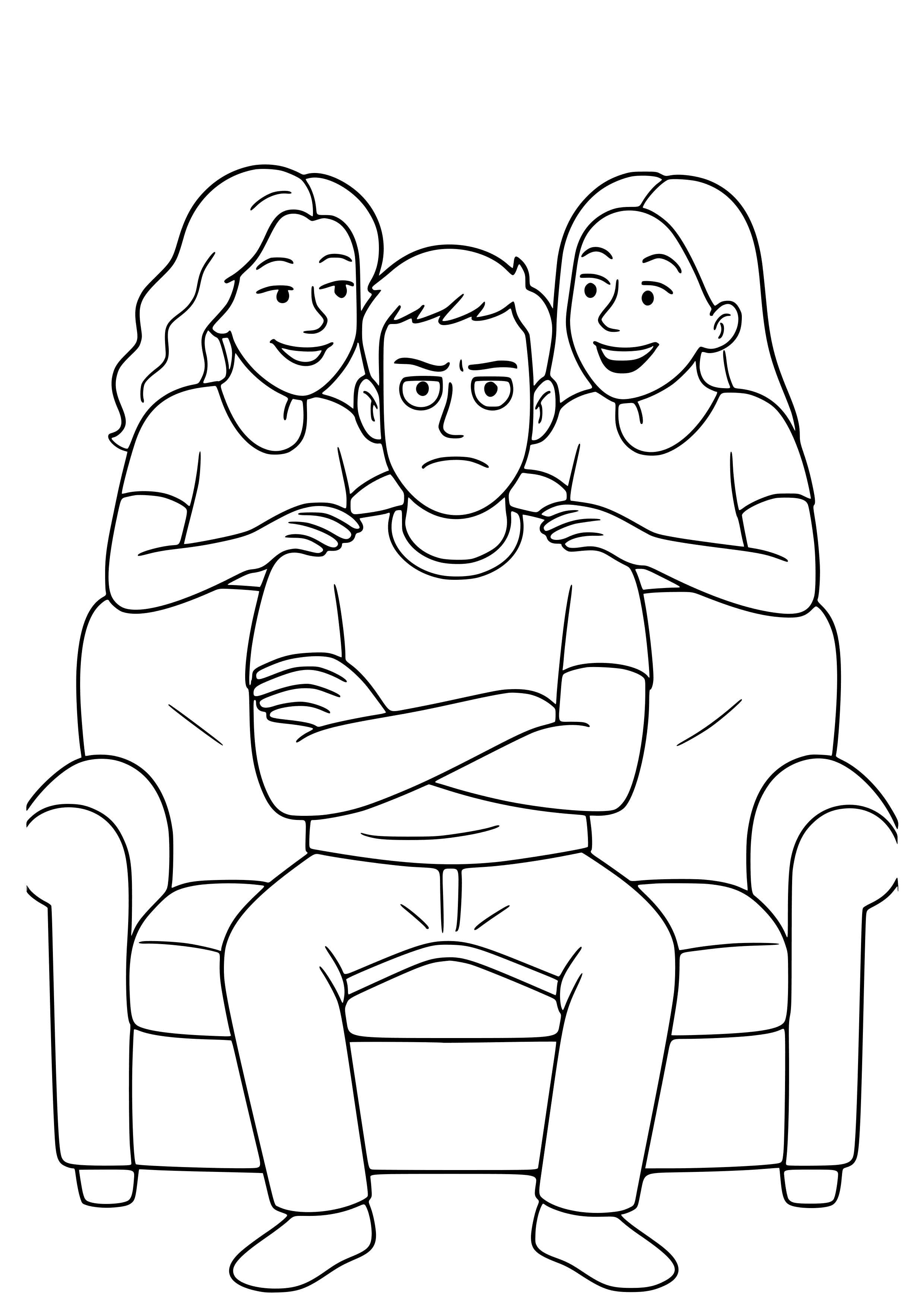Couch Guy with His Girlfriends Behind Him Coloring Page