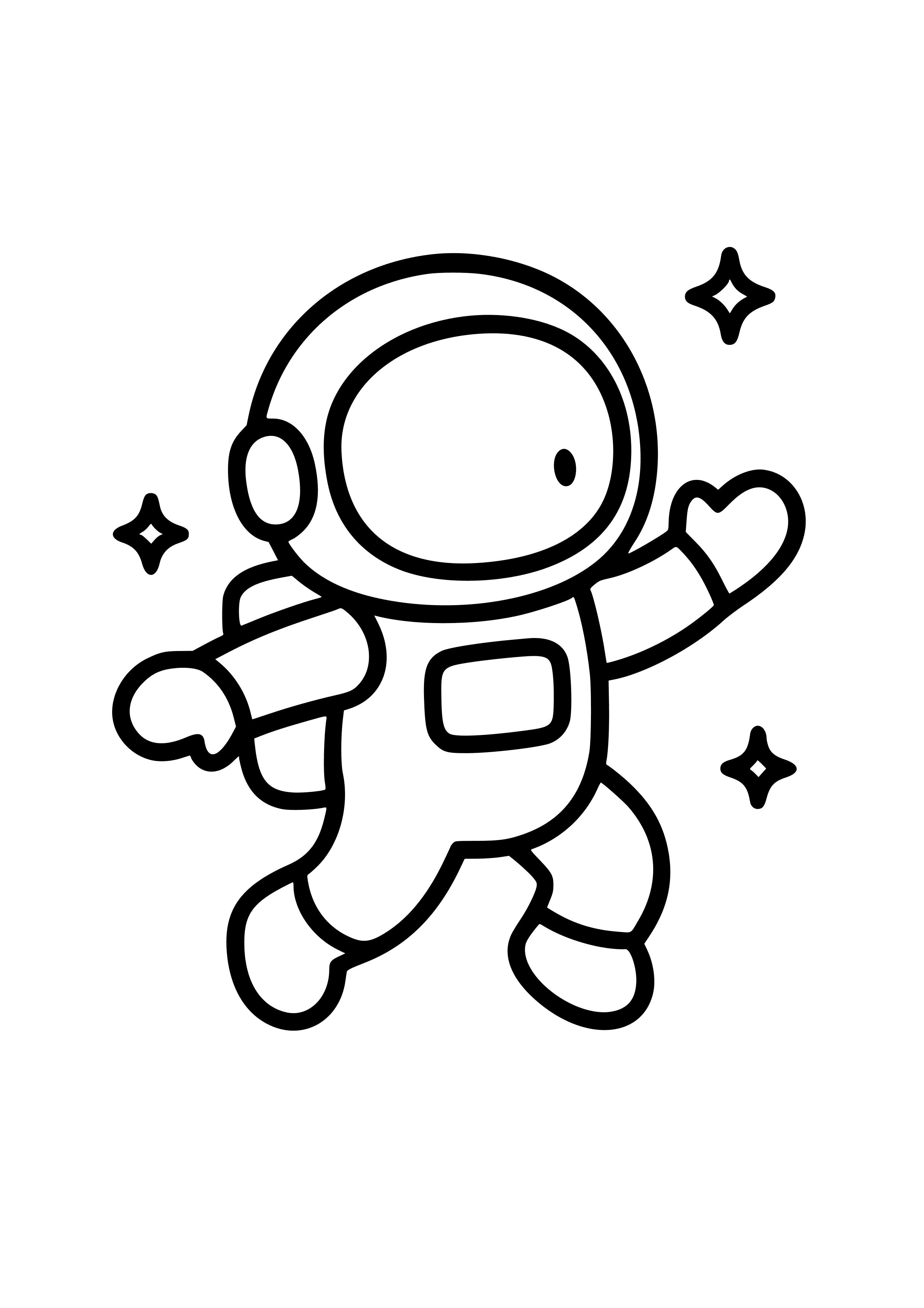 Cute Astronaut Floating Coloring Page