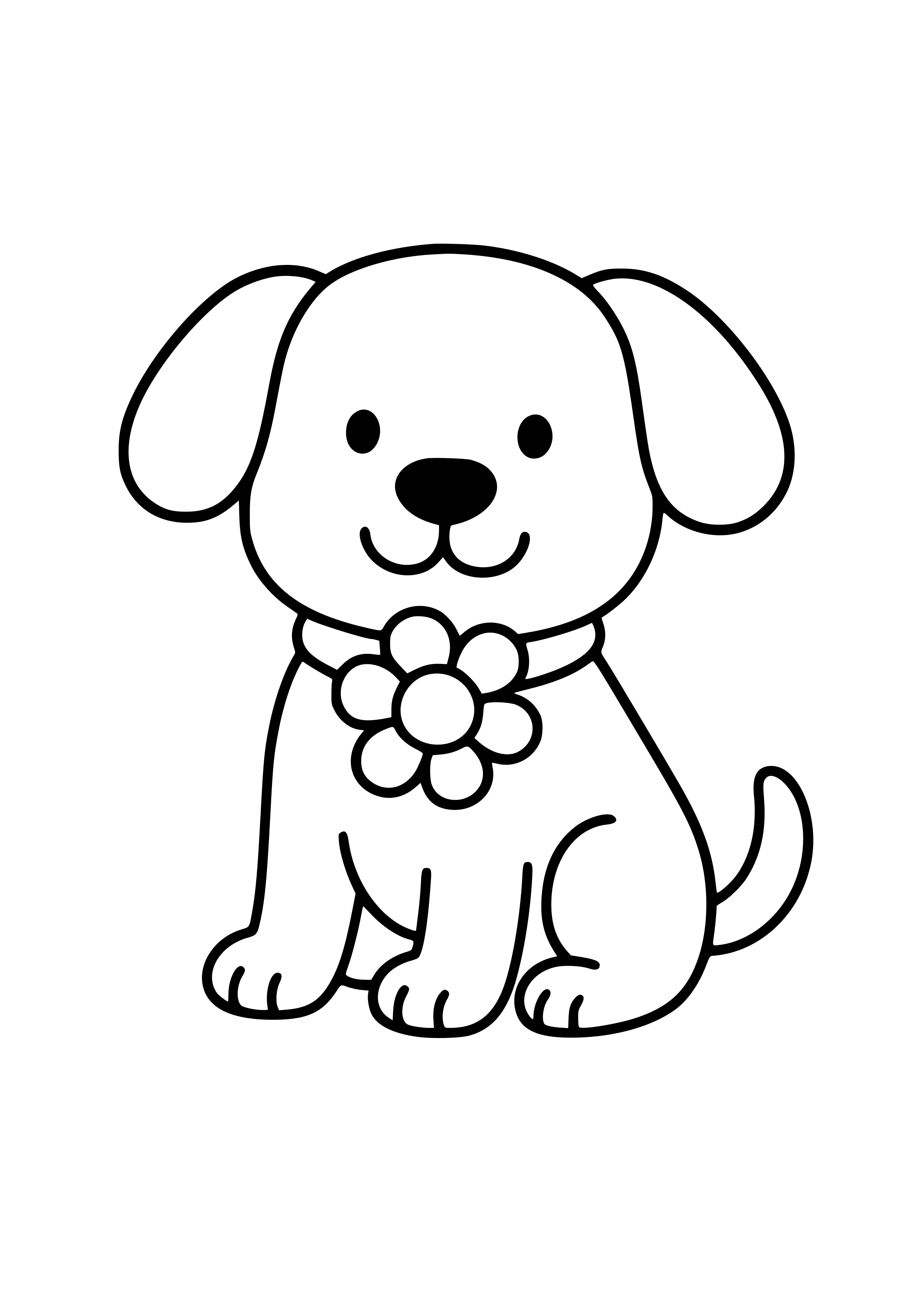Cute Dog with a Flower Collar Coloring Page