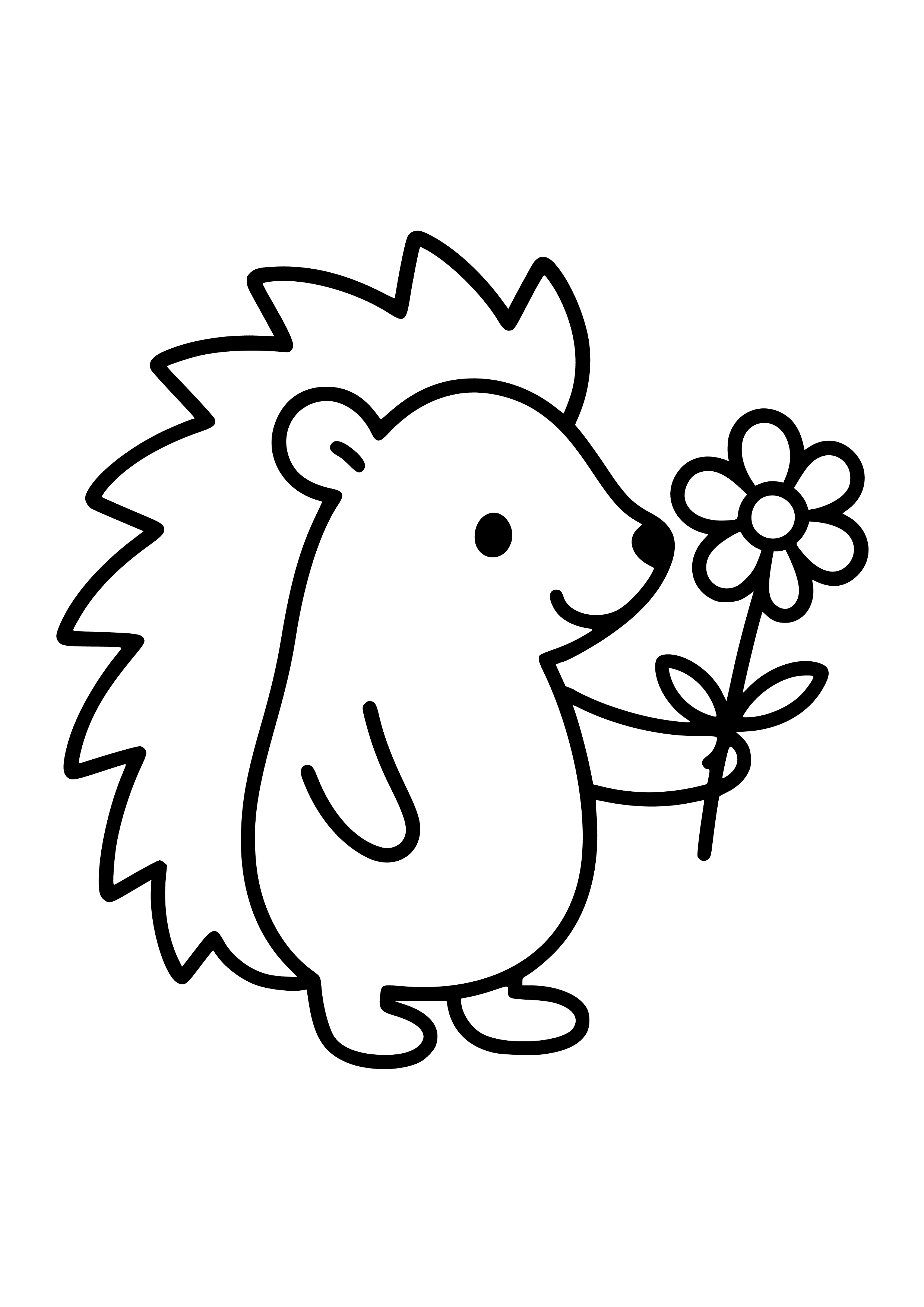 Cute Hedgehog Giving a Flower Coloring Page