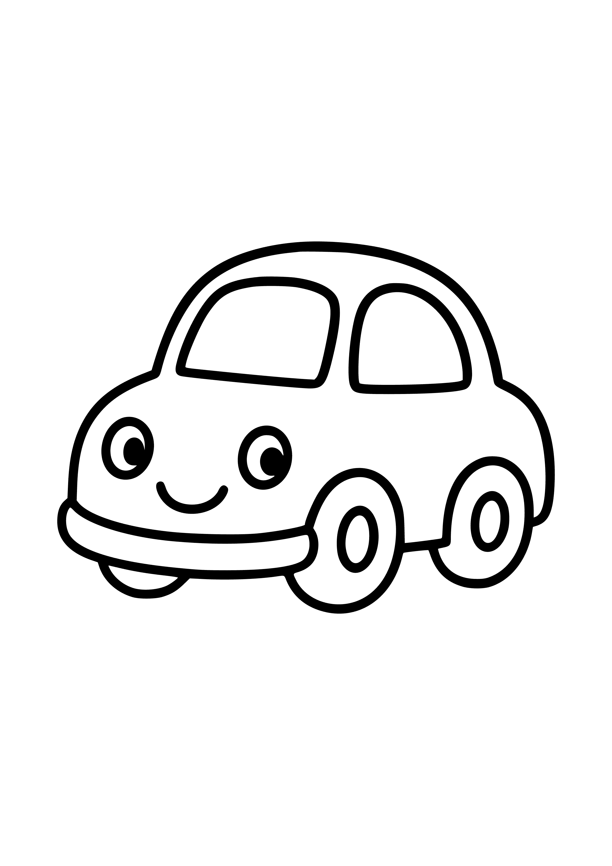 Cute Mini Car with a Smile Coloring Page