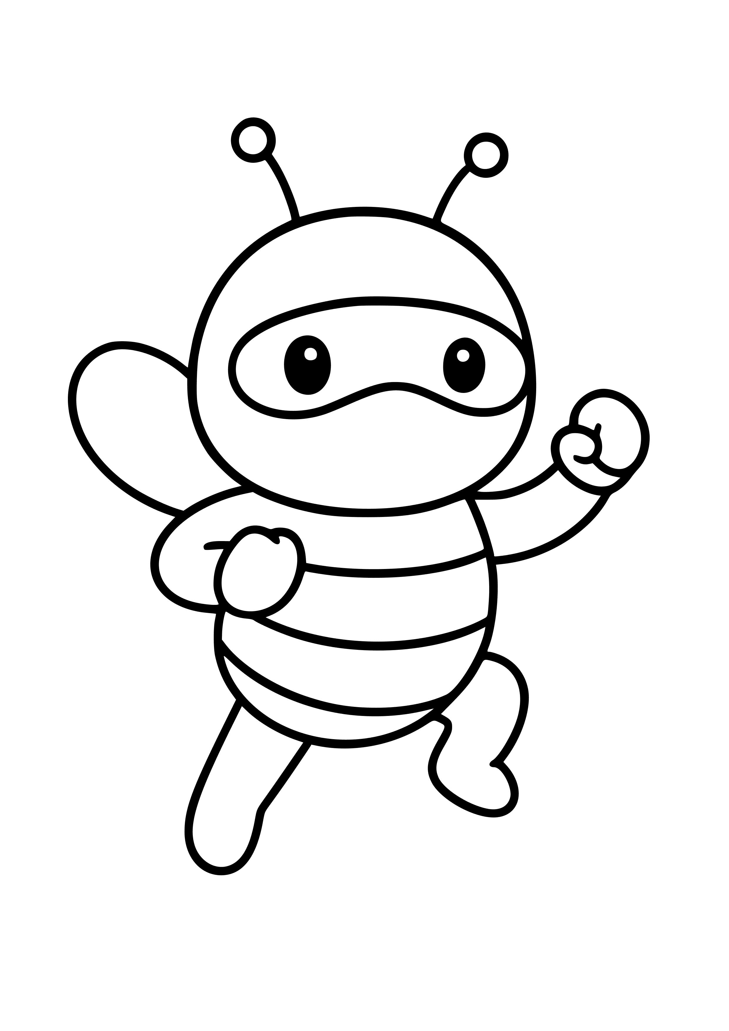 Cute Ninja Bee Coloring Page