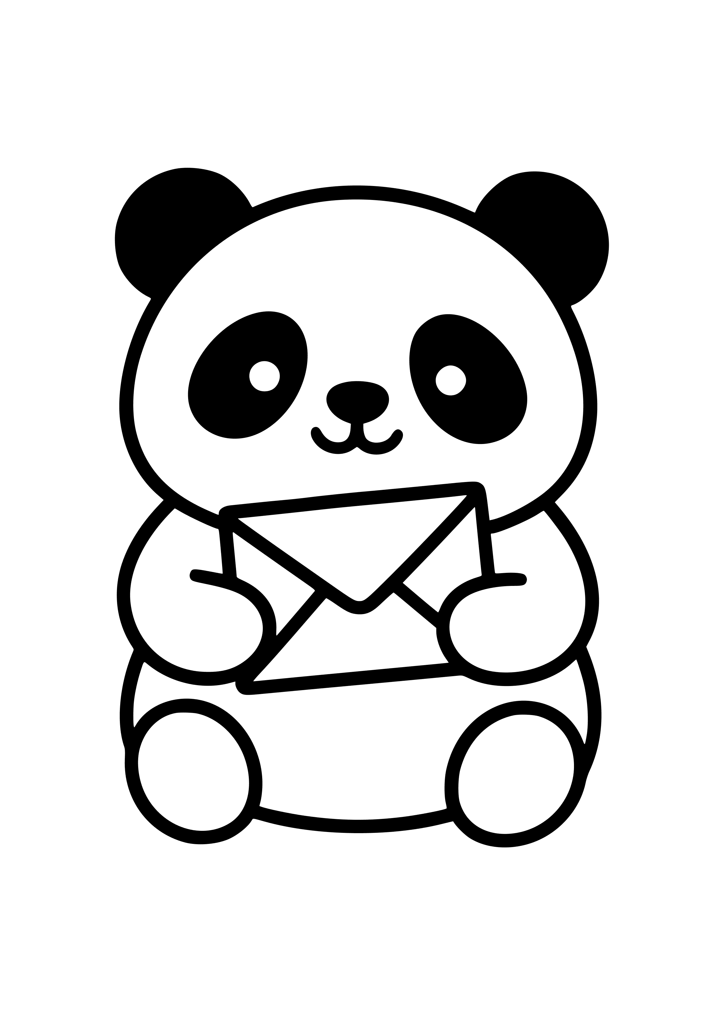 Cute Panda Holding a Red Envelope Coloring Page