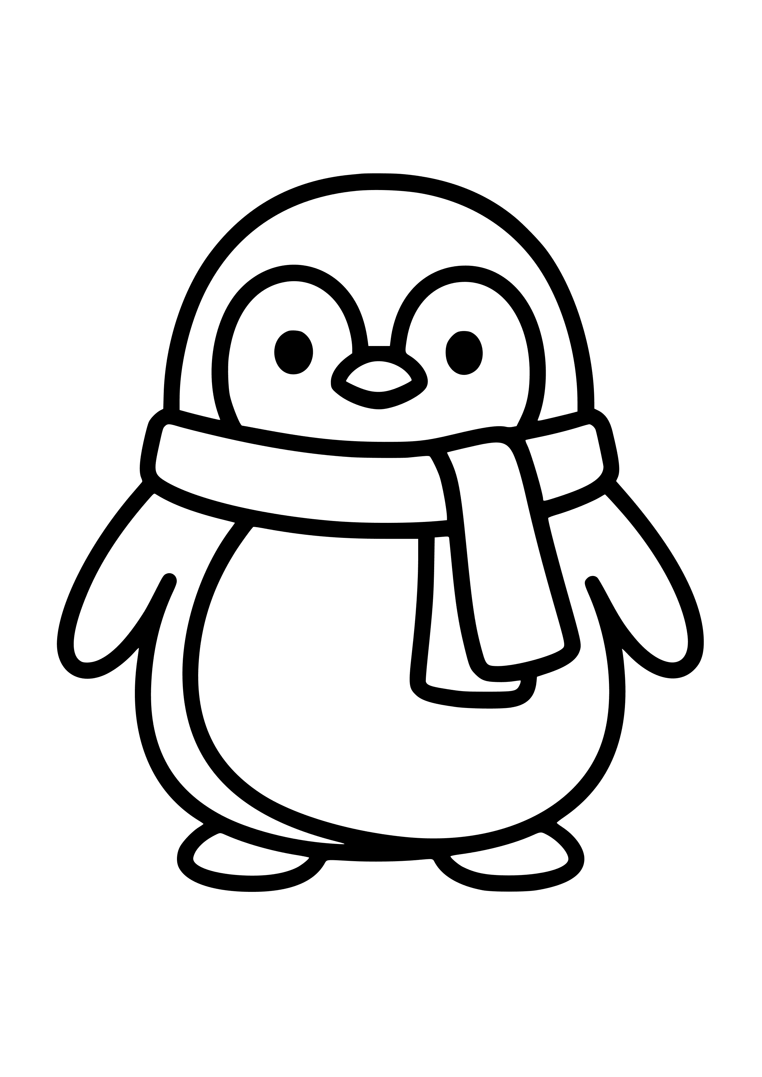 Cute Penguin Wearing a Scarf Coloring Page