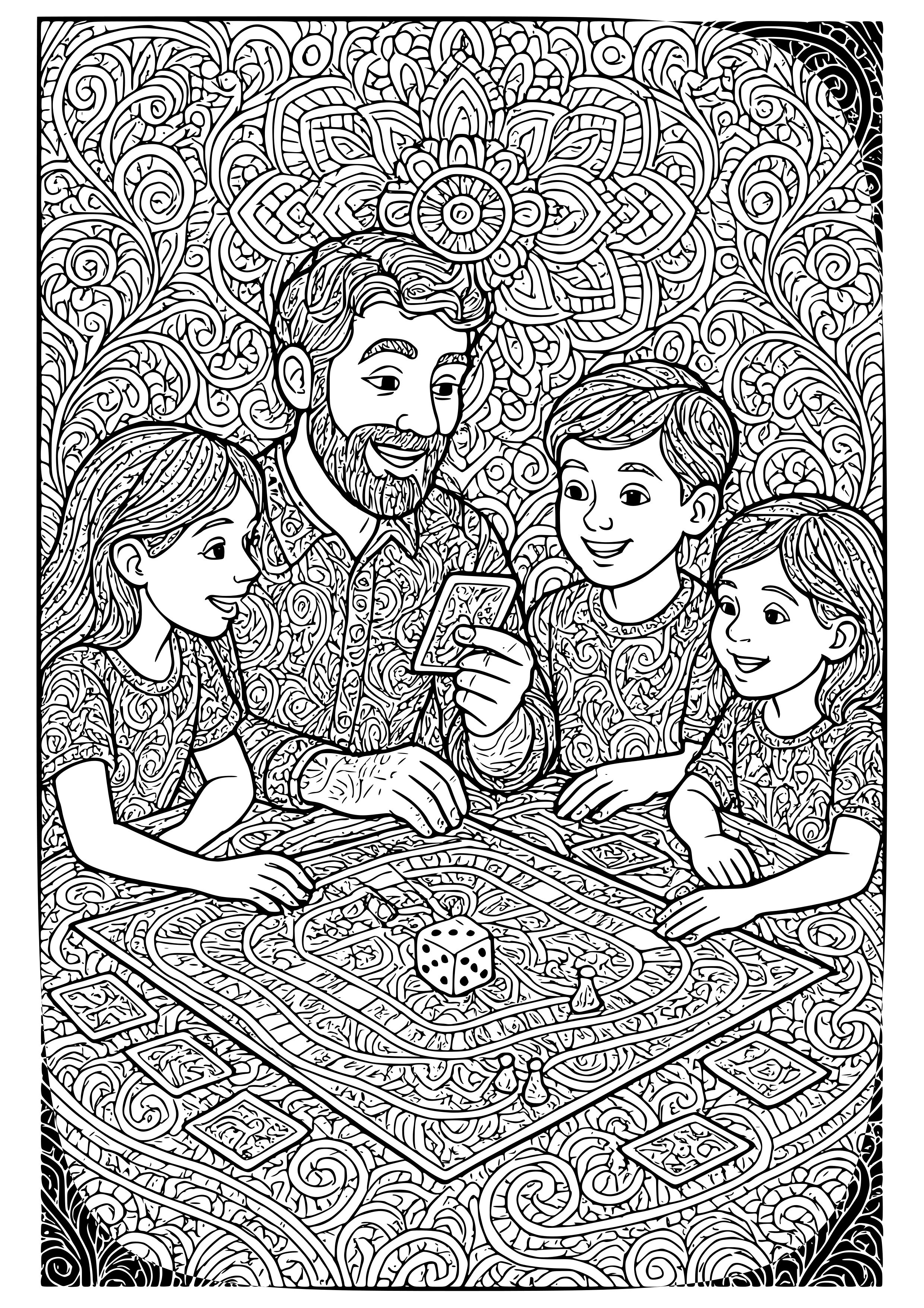 Dad Hosting a Family Game Night Coloring Page