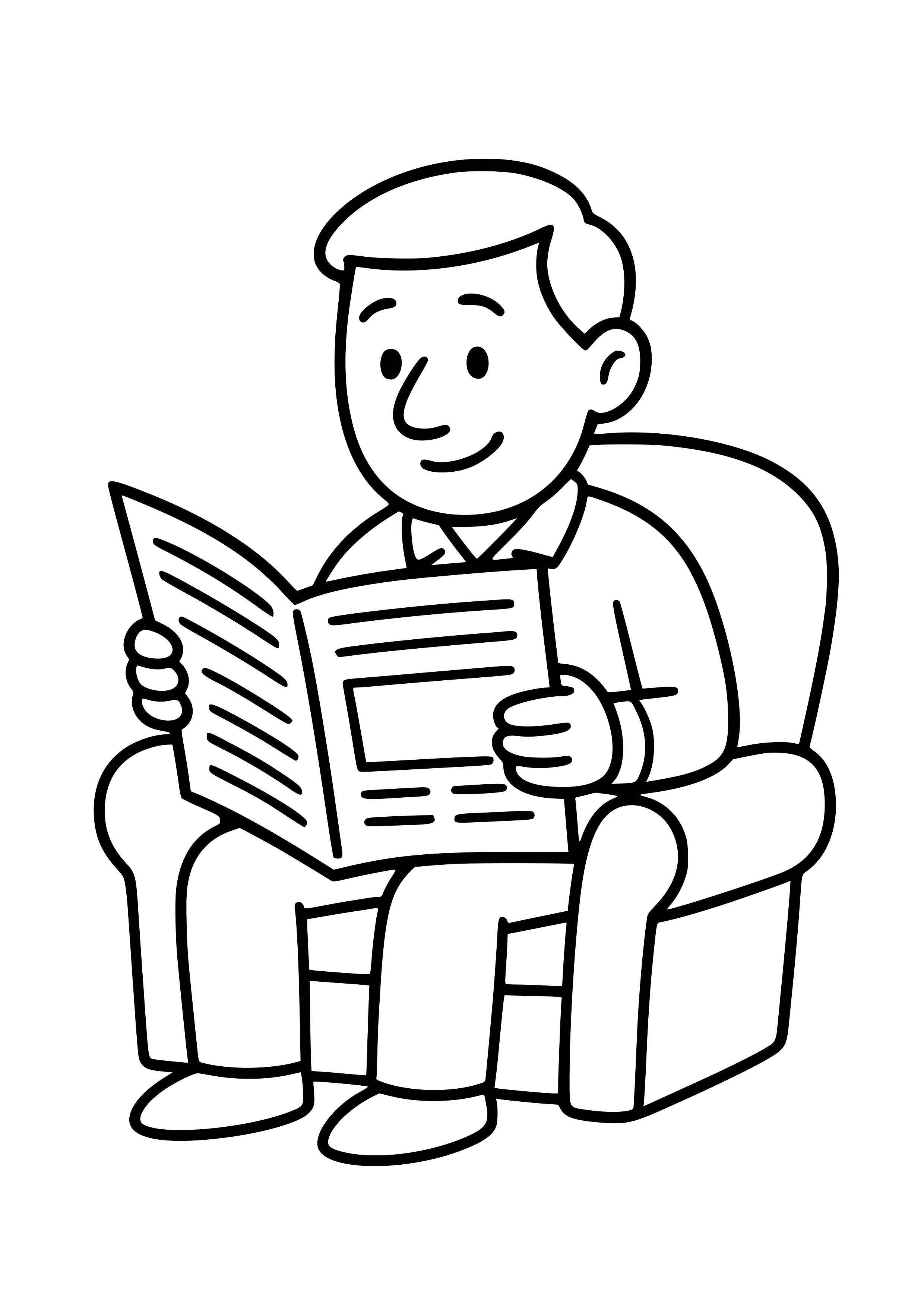 Dad Reading a Newspaper Coloring Page