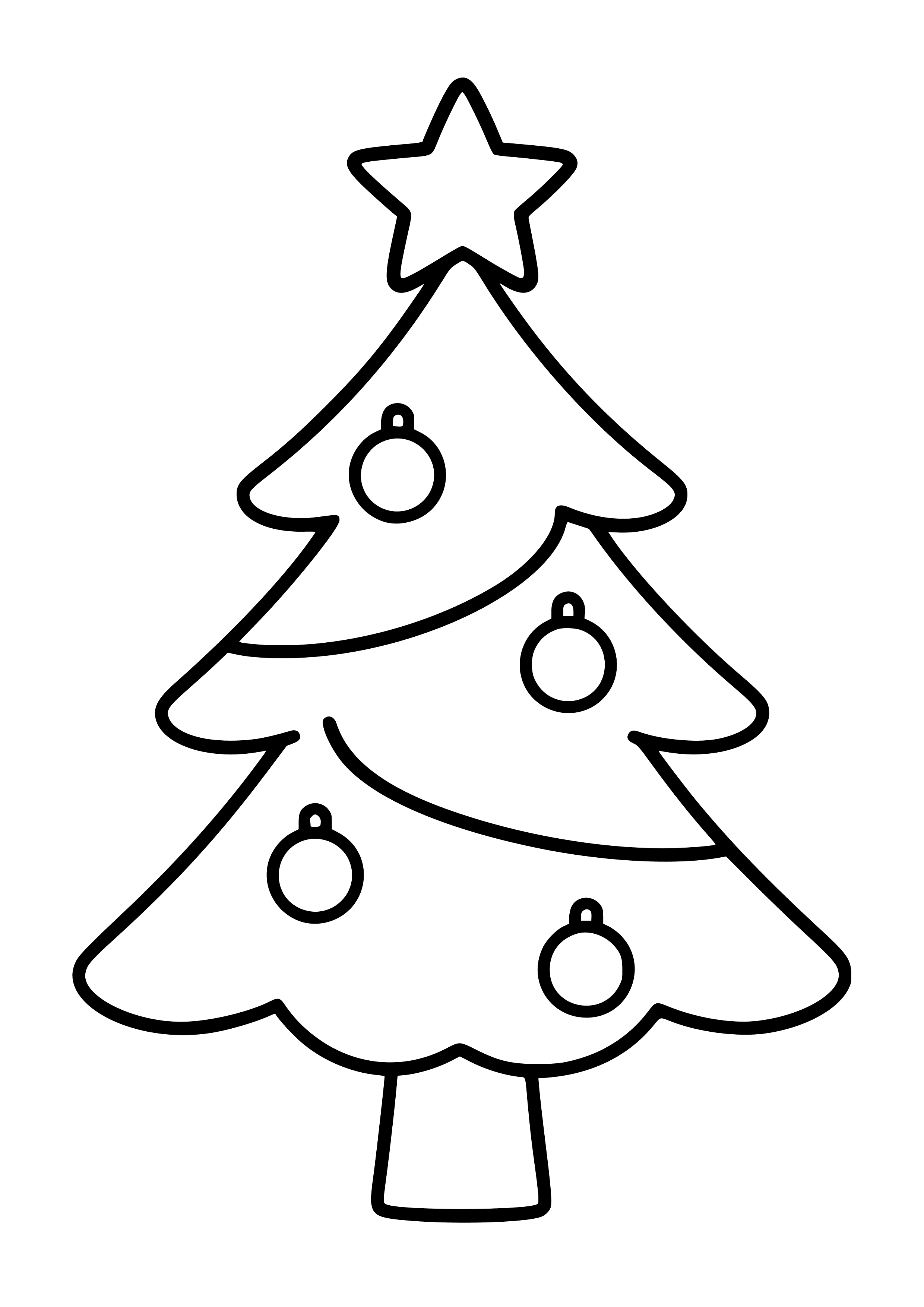 Decorated Christmas Tree Coloring Page