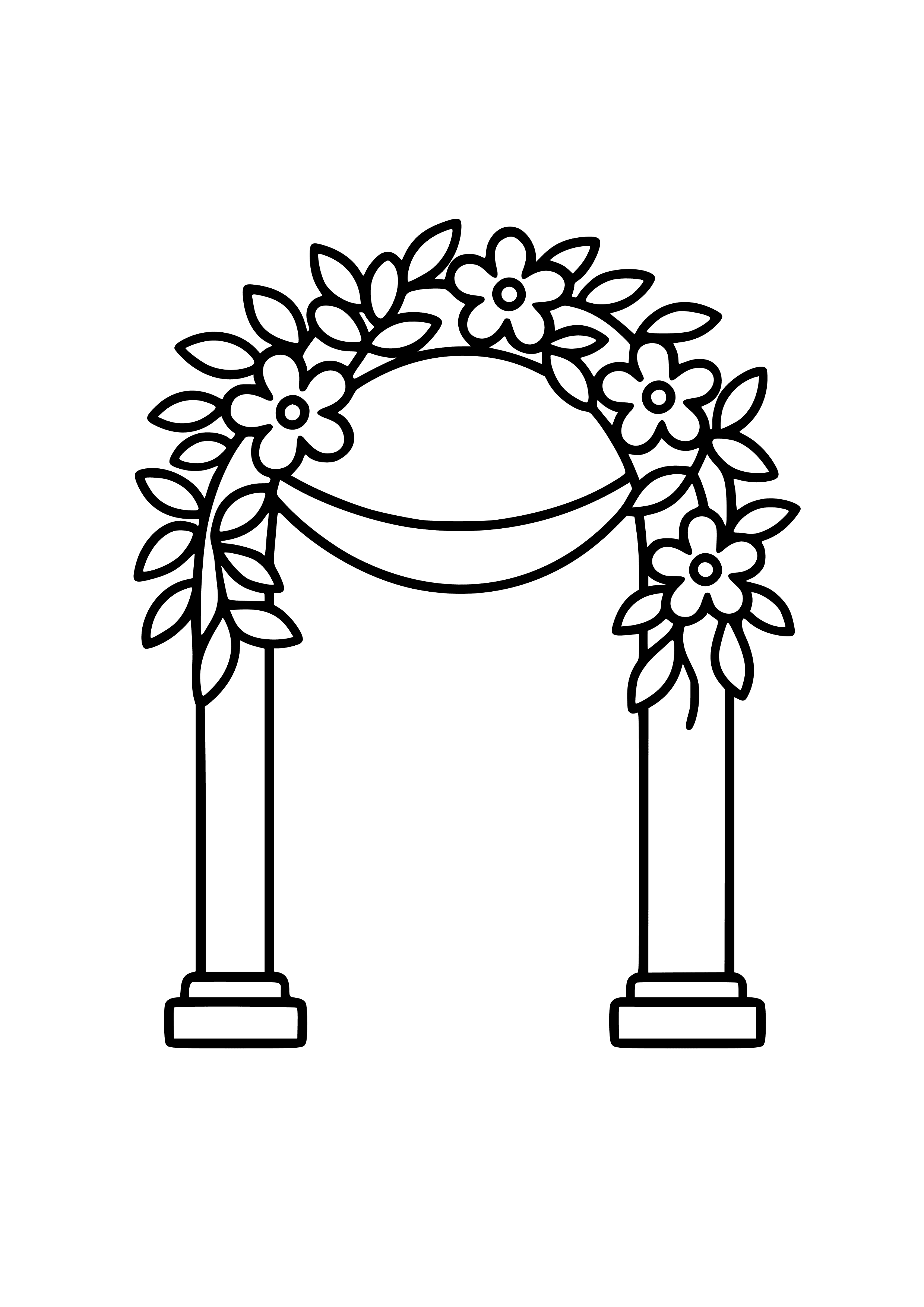 Decorative Wedding Arch with Greenery Coloring Page