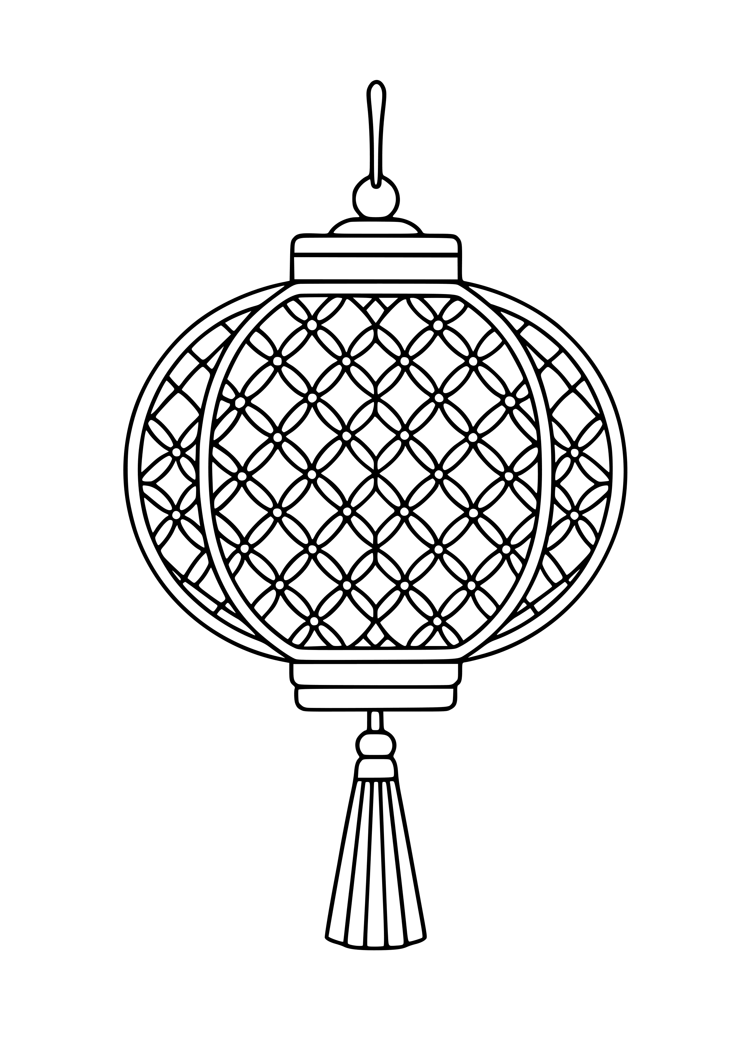 Delicate Lattice Work of a Traditional Lantern Coloring Page